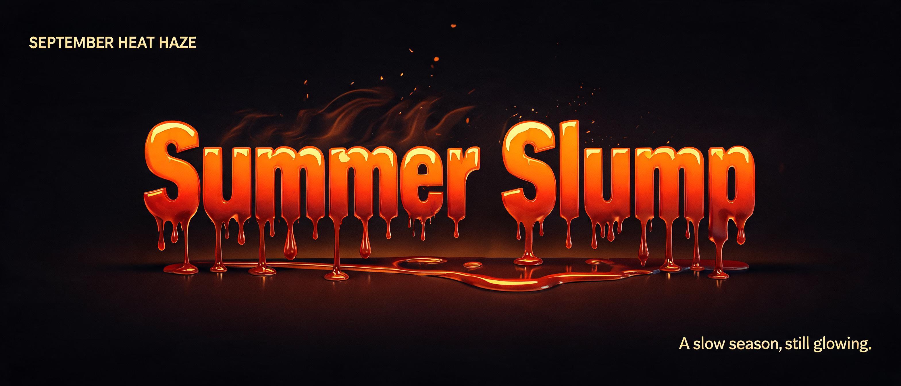 "Summer Slump
SEPTEMBER HEAT HAZE
A slow season, still glowing." — Drip Font Melting | AI Text Effect Generator