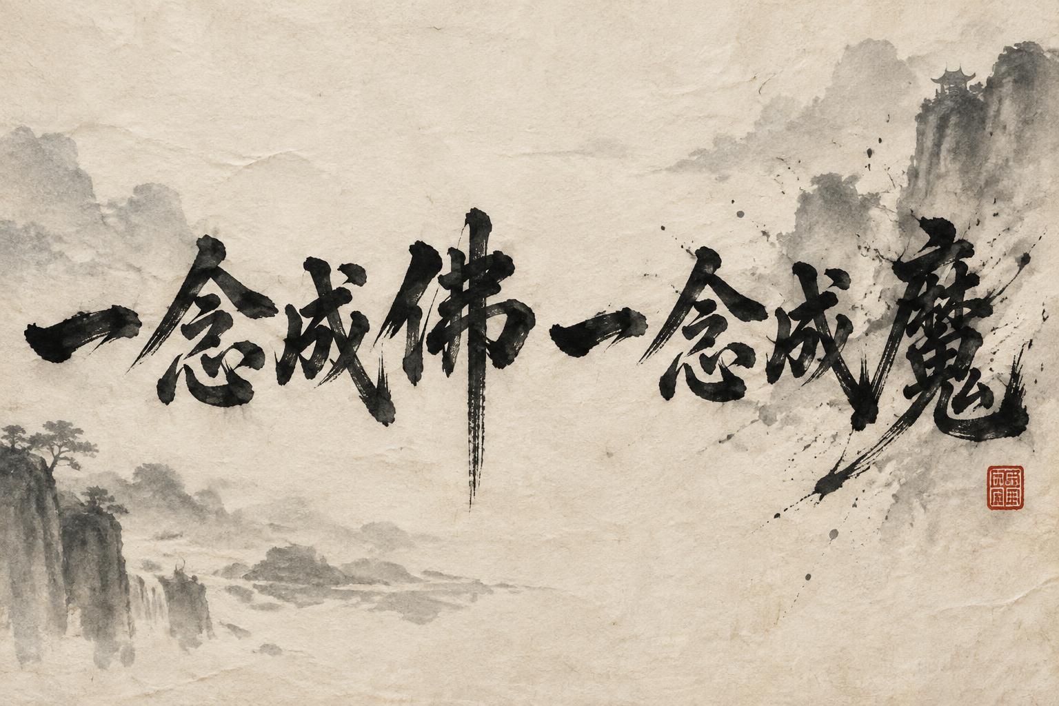 "一念成佛一念成魔" — Brush Chinese Ink | AI Text Effect Generator