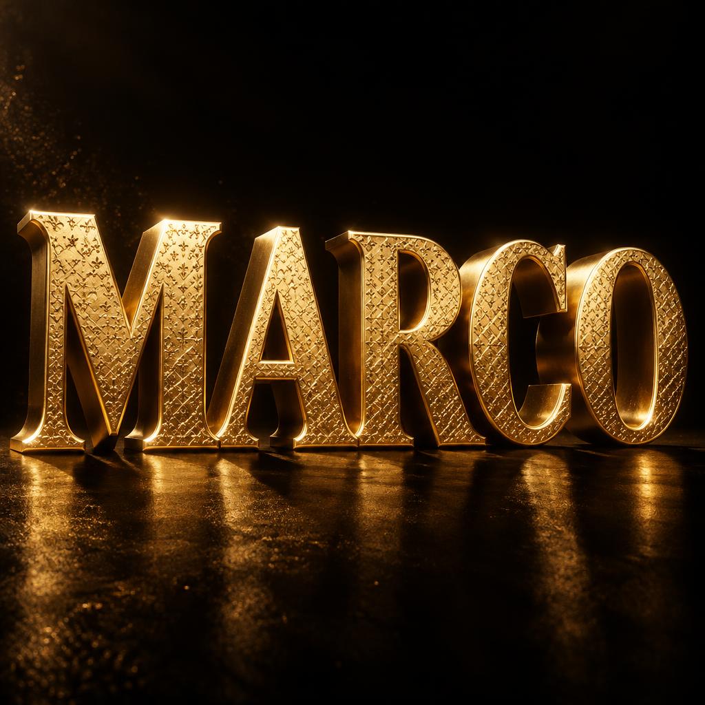 "MARCO" — 3d Bold Gold | AI Text Effect Generator