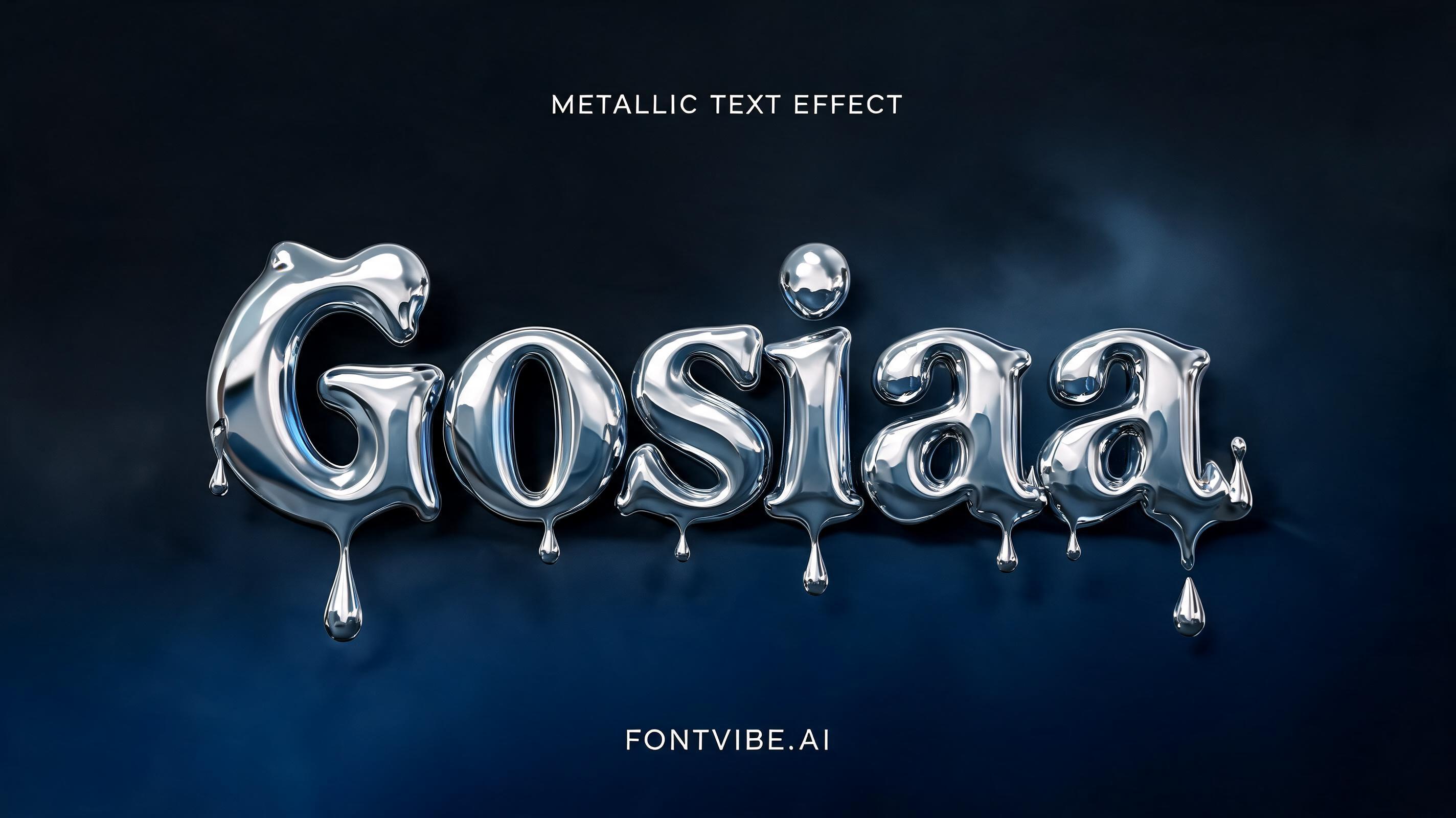 "Gosiaa" — Metallic | AI Text Effect Generator