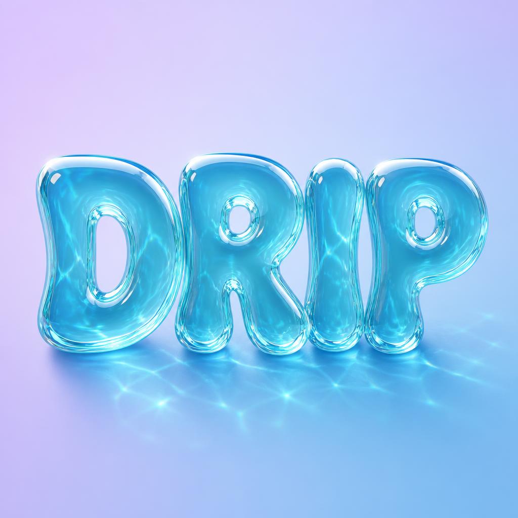"DRIP" — Glass Liquid | AI Text Effect Generator