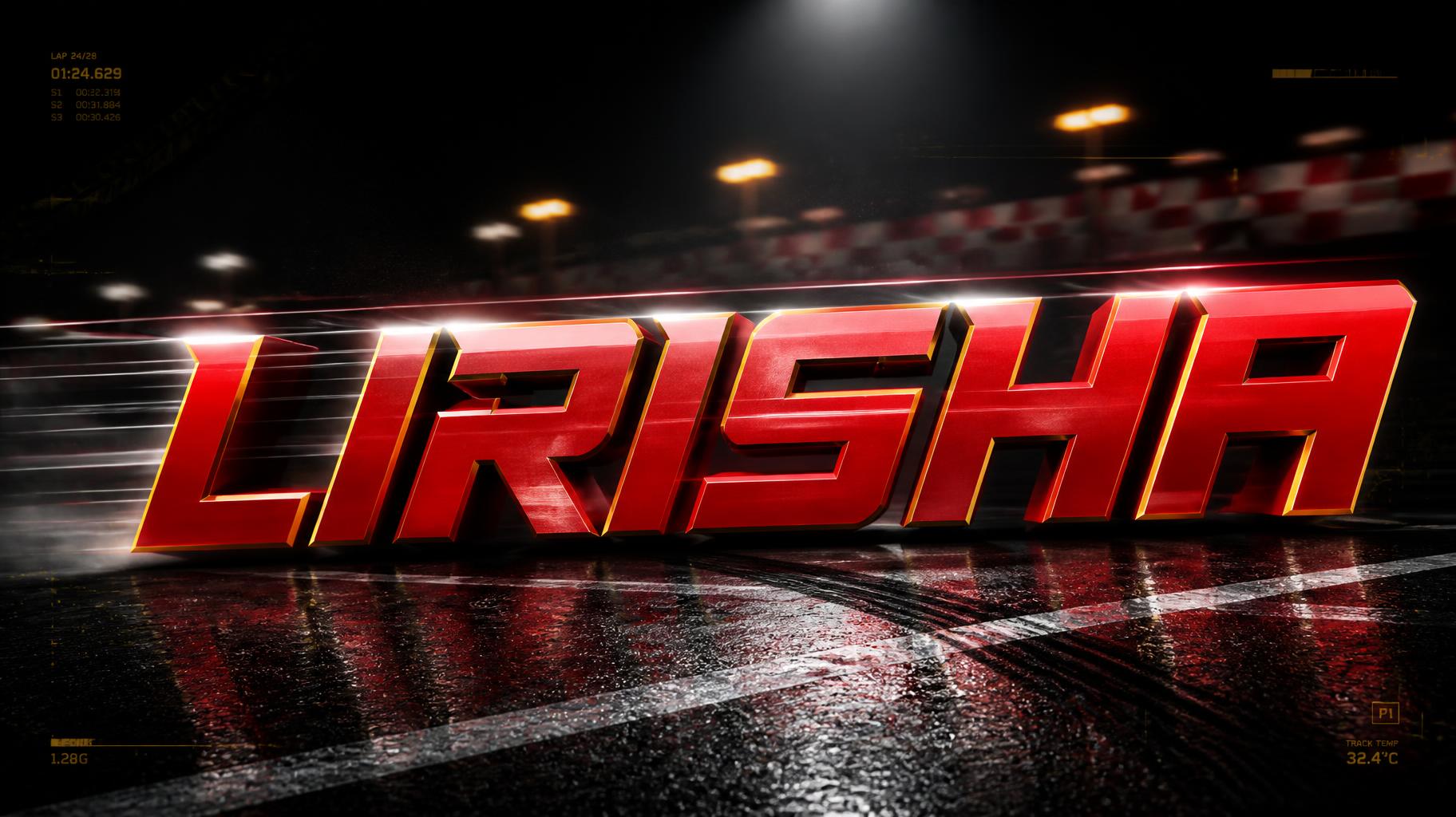 "LIRISHA" — Racing | AI Text Effect Generator