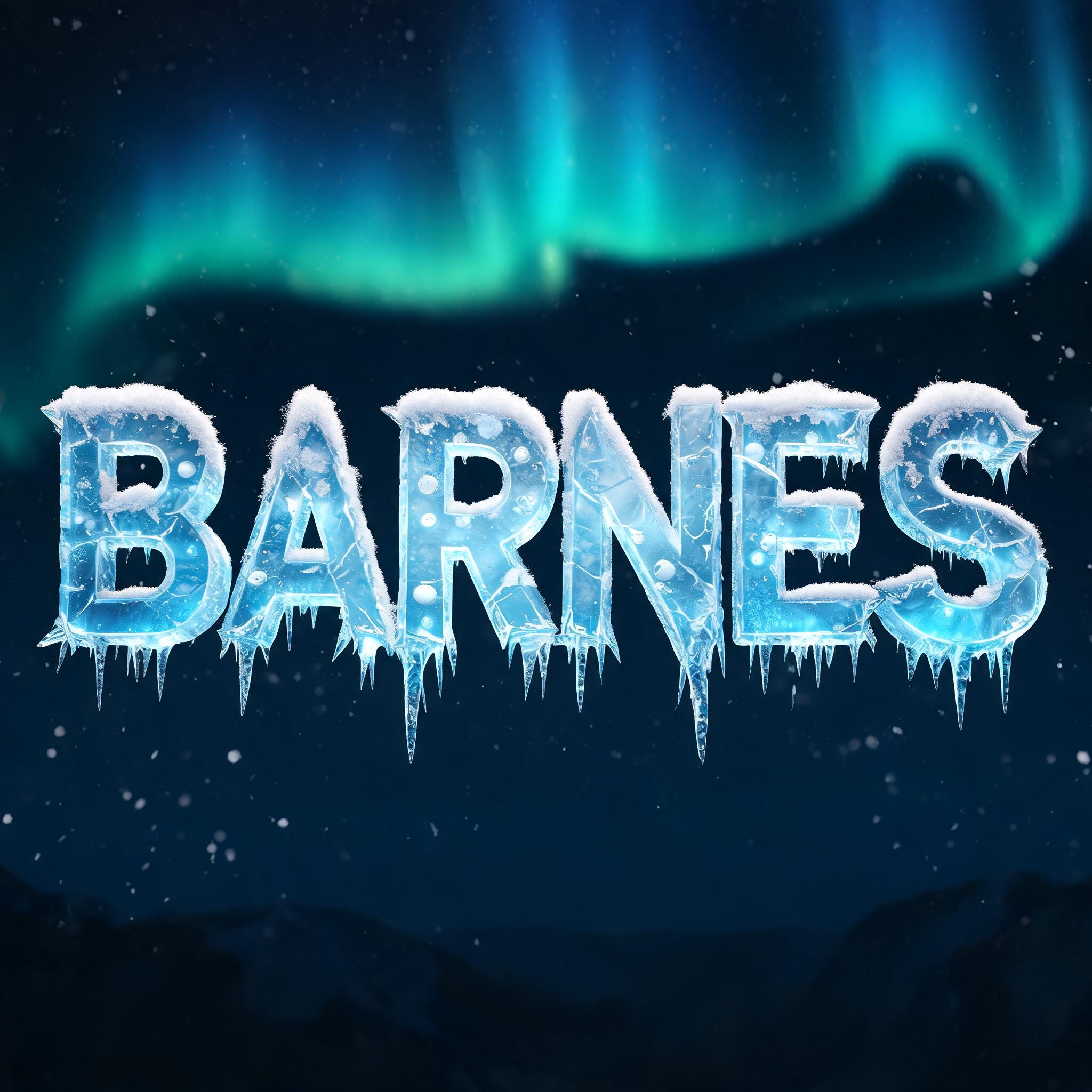 "Barnes" — Glass Frozen | AI Text Effect Generator