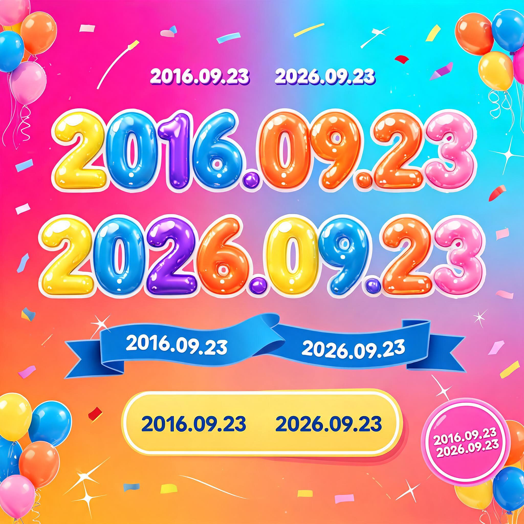 "2016.09.23      2026.09.23" — Birthday | AI Text Effect Generator