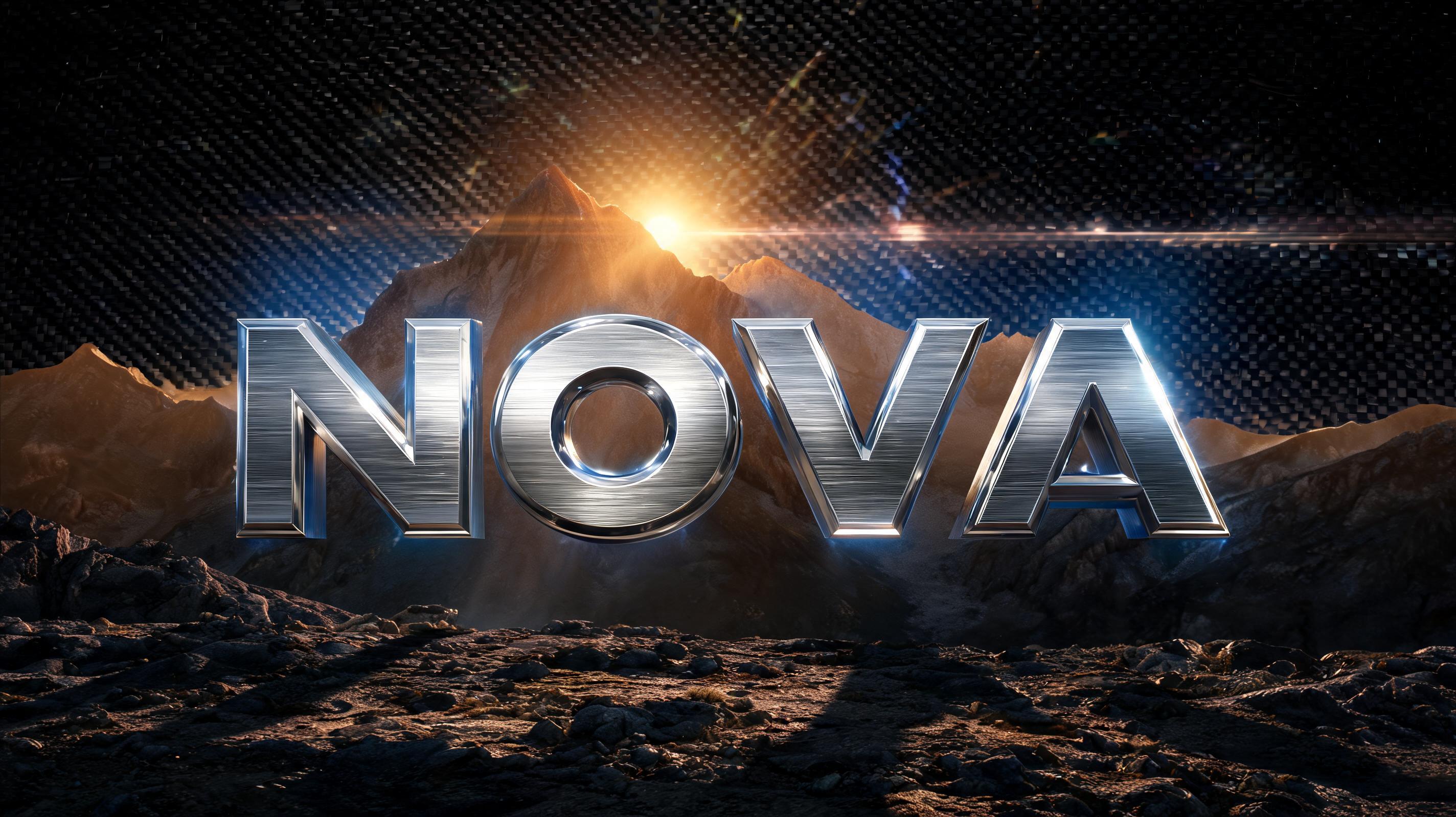 "NOVA" — Chrome Metal 3d | AI Text Effect Generator