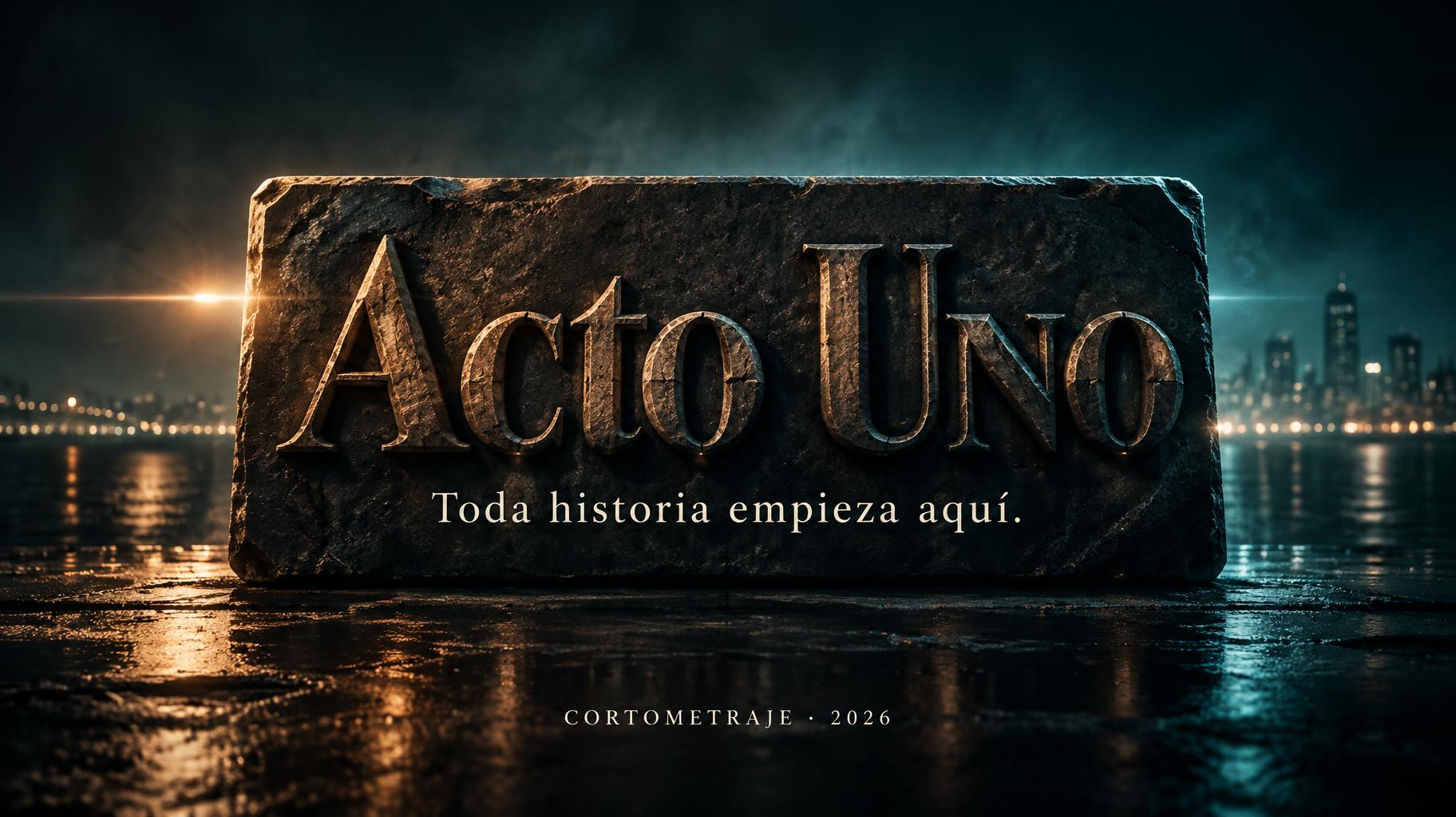 "Acto Uno
Toda historia empieza aquí.
CORTOMETRAJE · 2026" — Cinematic | AI Text Effect Generator
