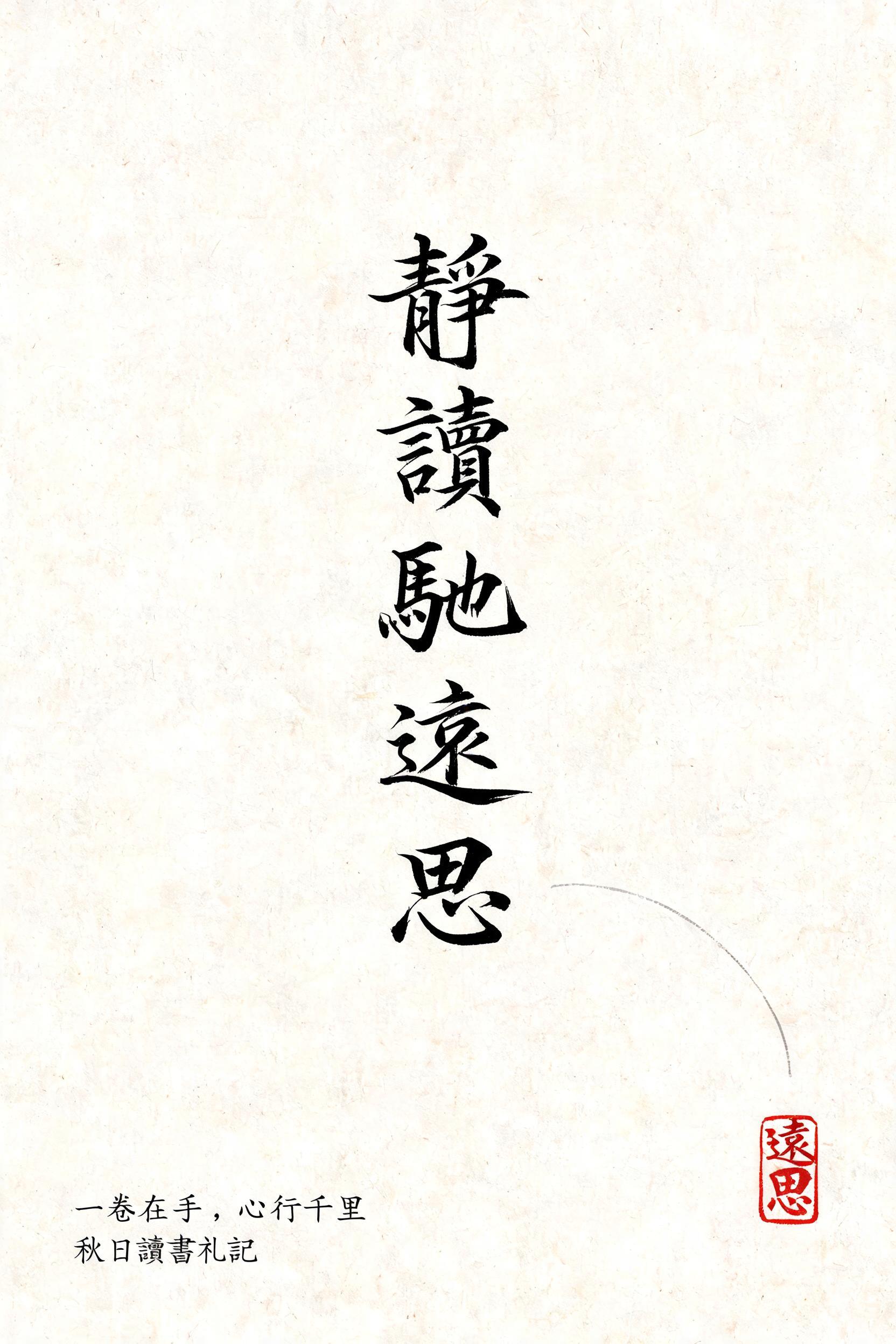 "靜
讀
馳
遠
思
一卷在手，心行千里
秋日讀書札記
遠思" — Brush Japanese Ink | AI Text Effect Generator