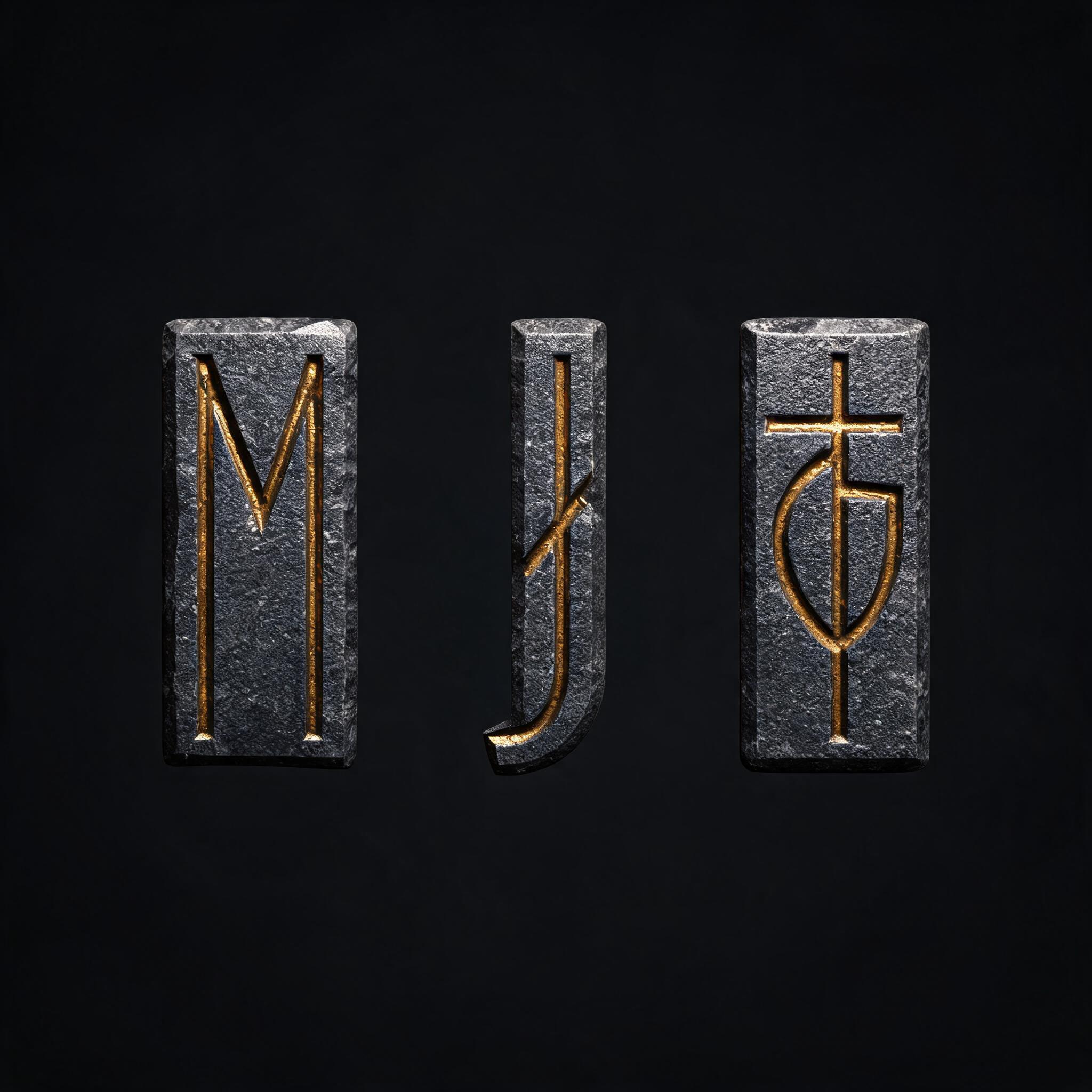 "m j g" — Viking Runic text effect