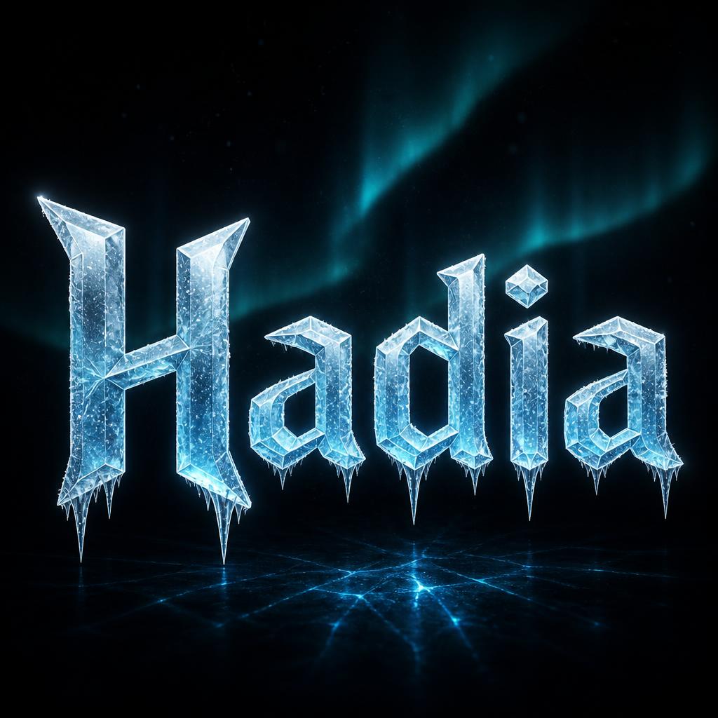 "Hadia" — Glass Frozen | AI Text Effect Generator