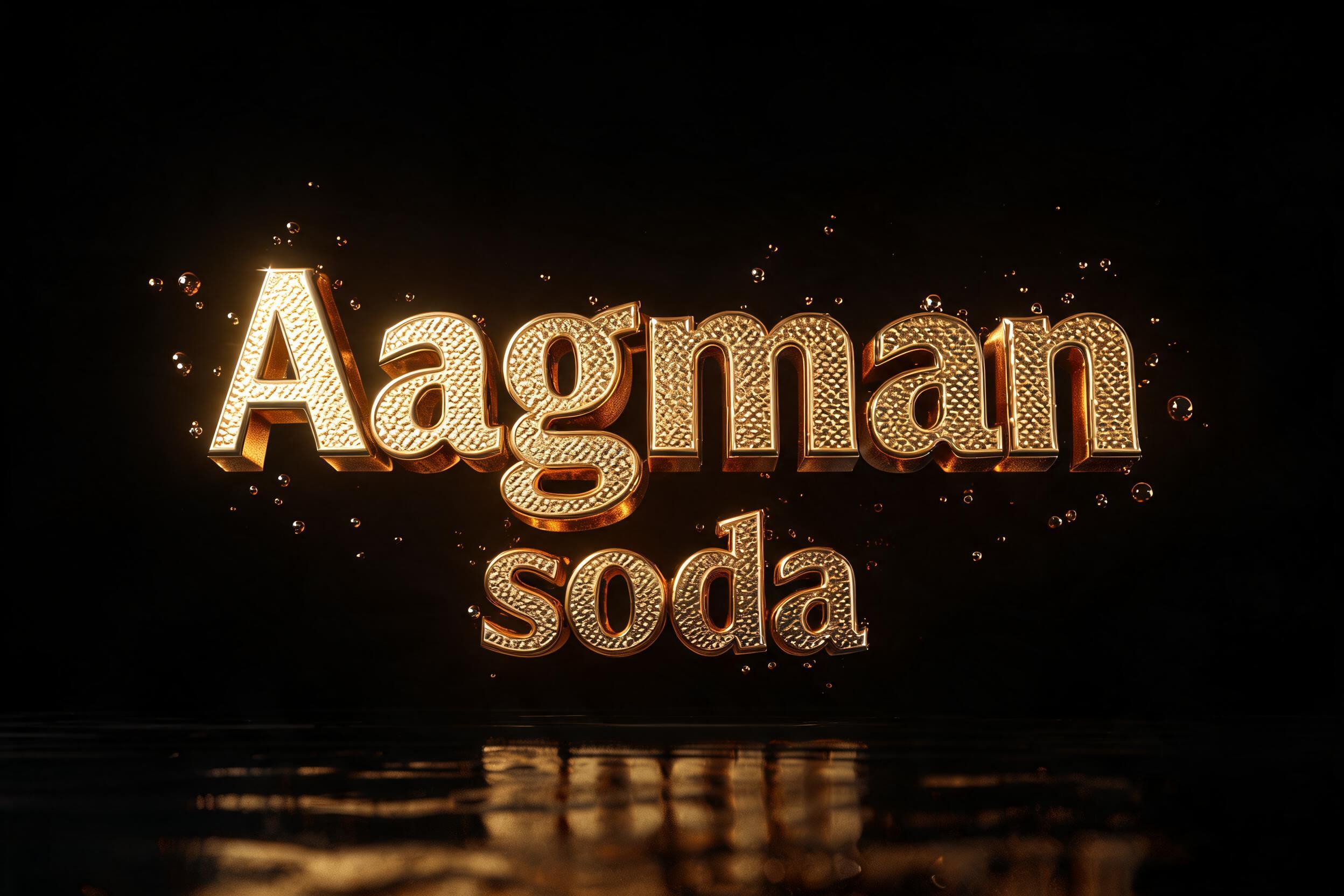 "Aagman soda" — 3d Bold Gold | AI Text Effect Generator