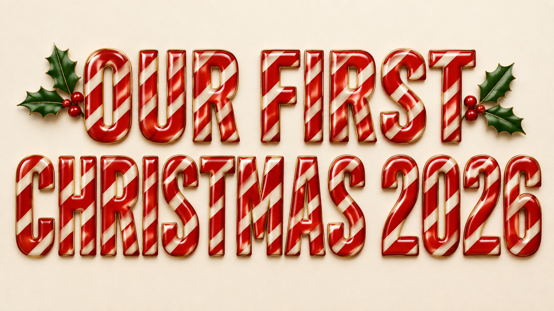 "OUR FIRST CHRISTMAS 2026" — Peppermint Candy | AI Text Effect Generator