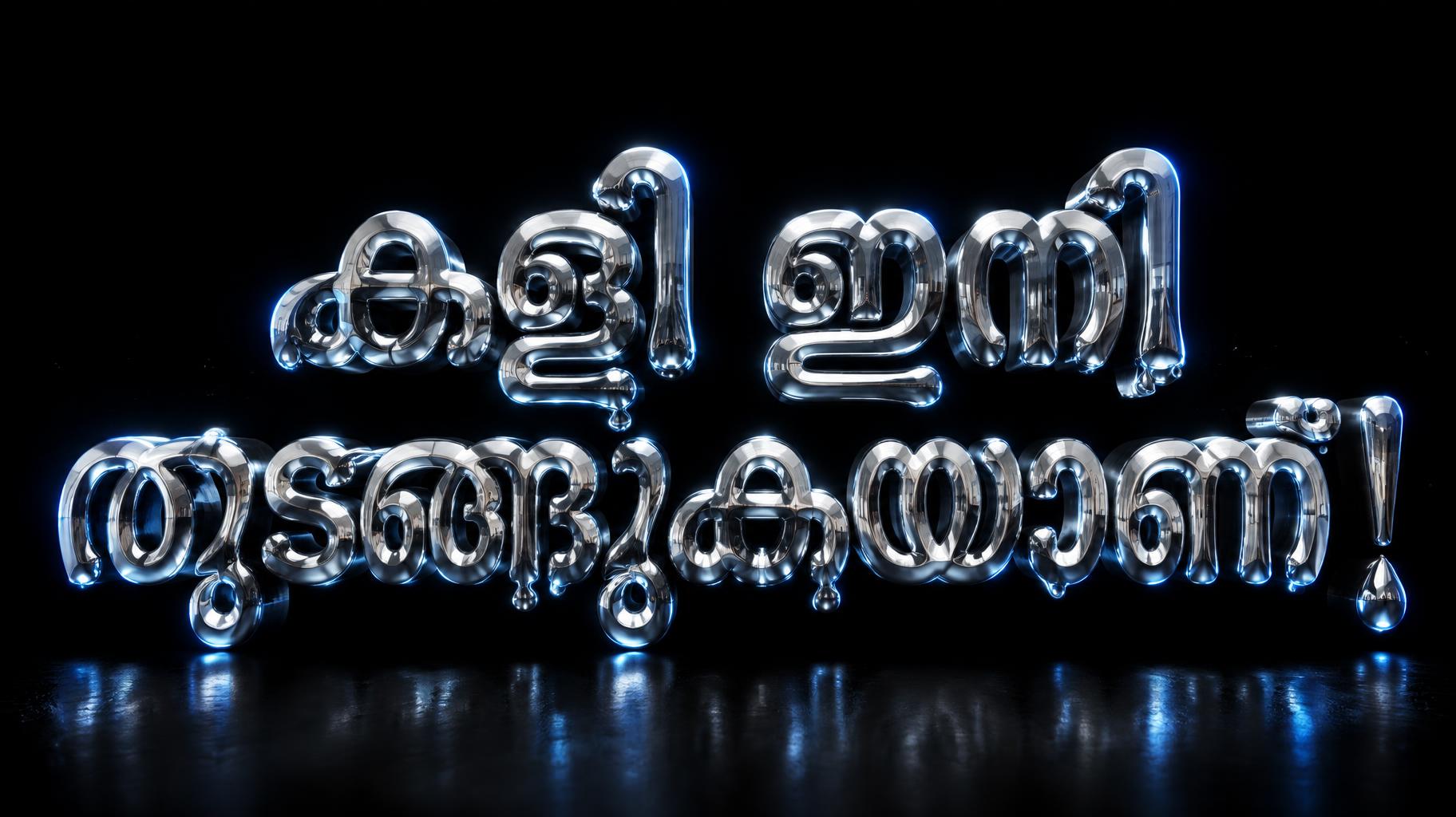 "കളി ഇനി തുടങ്ങുകയാണ്!" — Chrome Metal 3d | AI Text Effect Generator