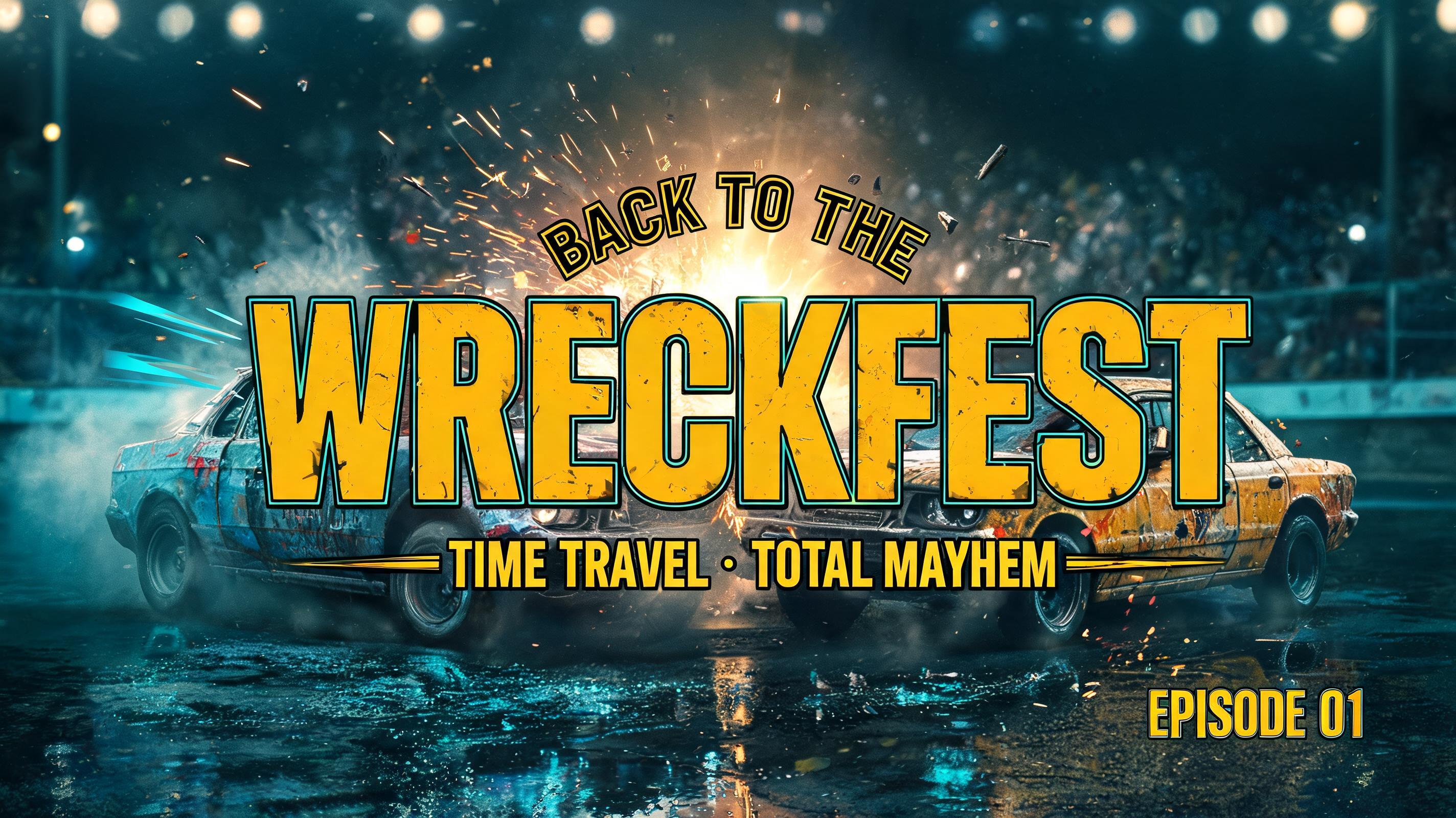"BACK TO THE
WRECKFEST
TIME TRAVEL • TOTAL MAYHEM
EPISODE 01" — Cinematic Youtube Creator text effect
