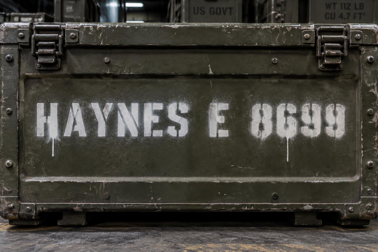 "HAYNES E 8699" — Stencil | AI Text Effect Generator