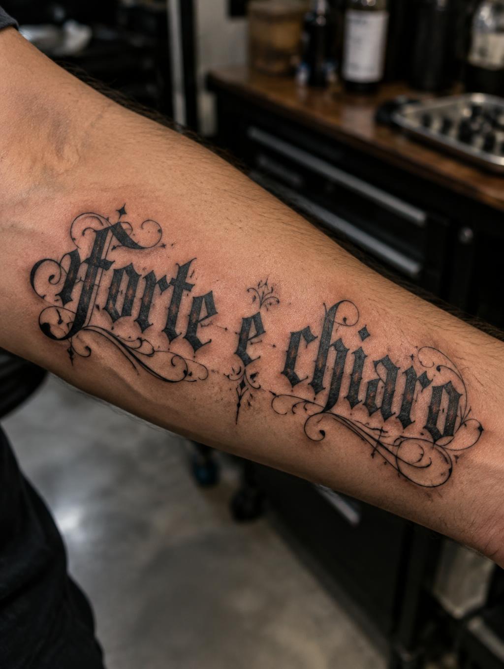 "forte e chiaro" — Tattoo | AI Text Effect Generator