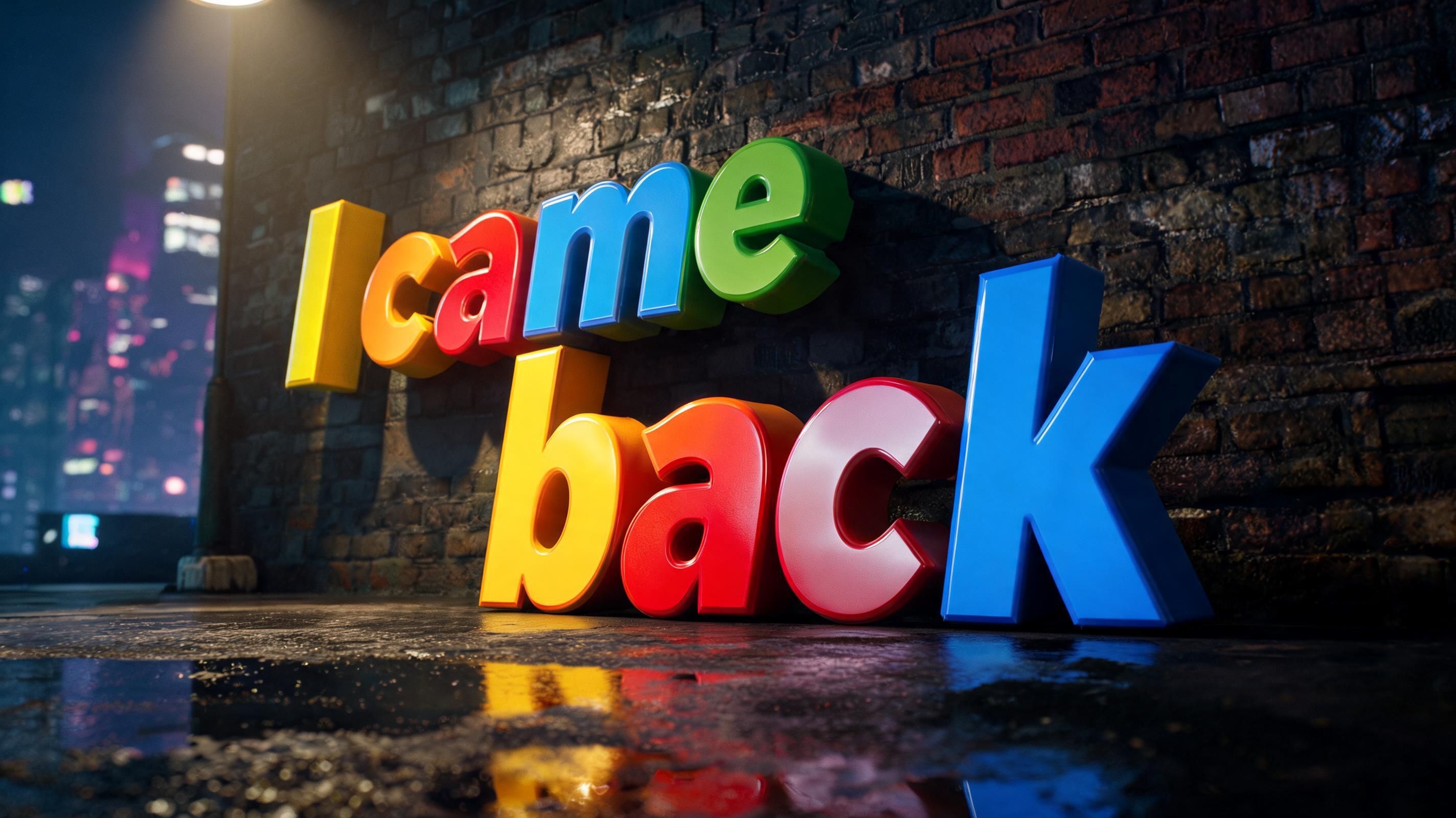 "I came back" — 3d Bold | AI Text Effect Generator