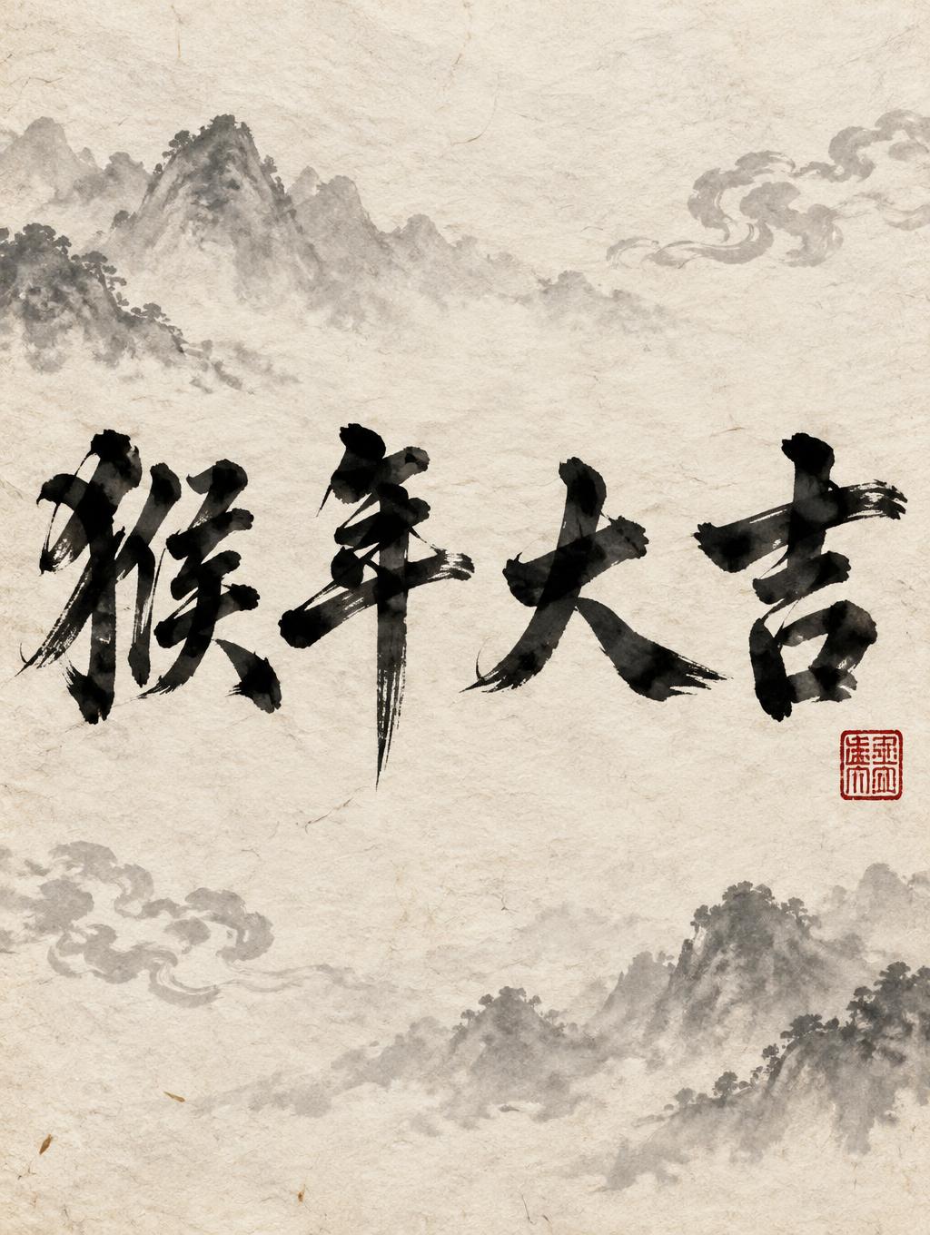 "猴年大吉" — Brush Chinese Ink | AI Text Effect Generator