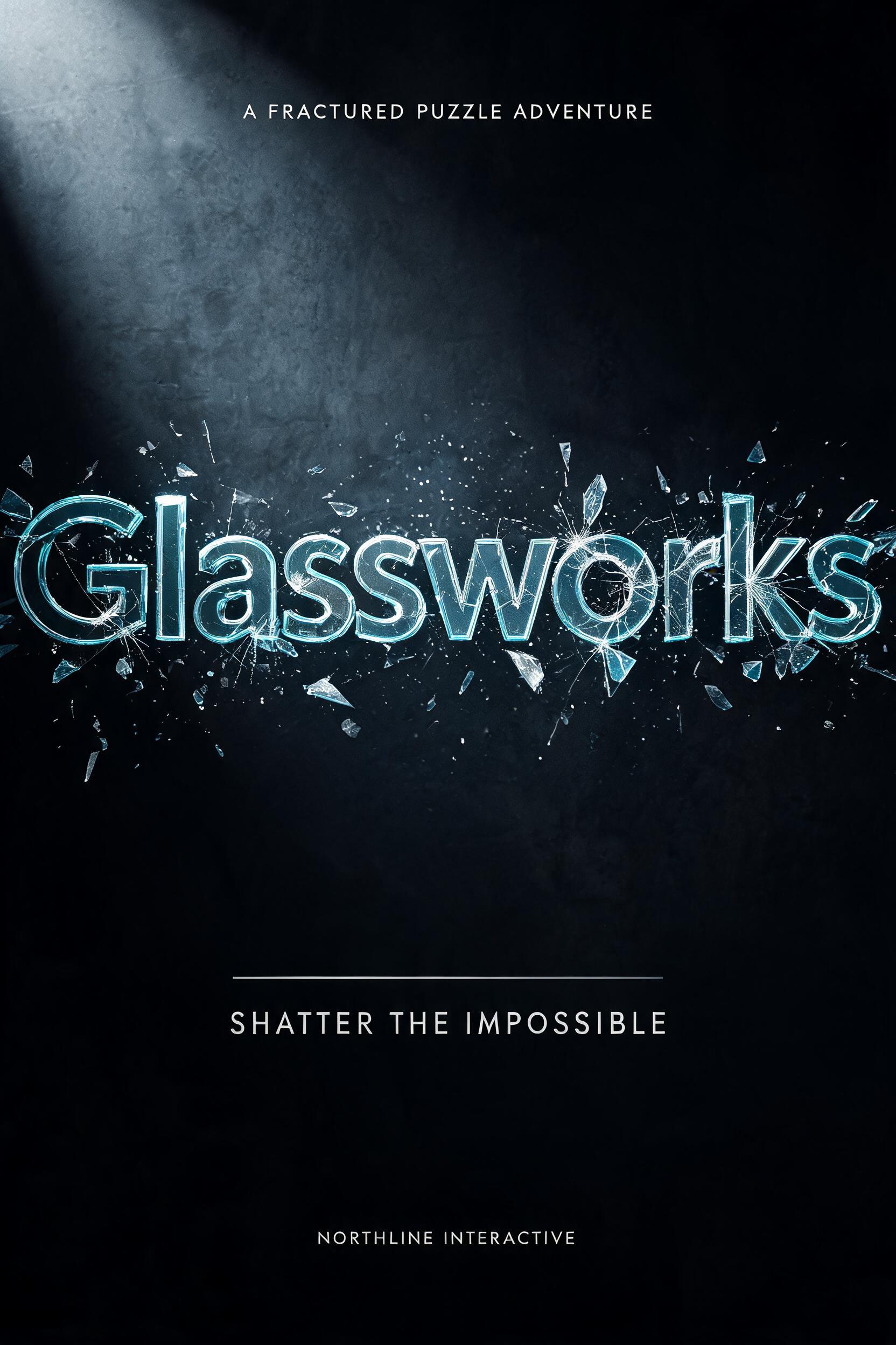 "Design a shattered title reading Glassworks for my game cover" — Glass Broken text effect