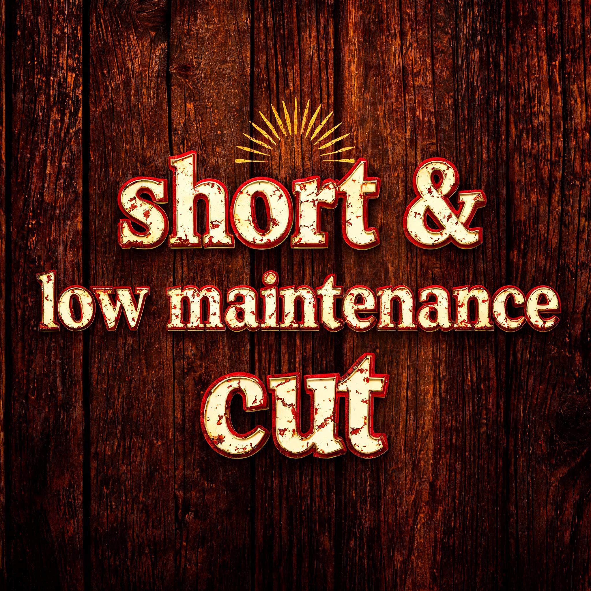 "short & low maintenance cut" — Vintage | AI Text Effect Generator