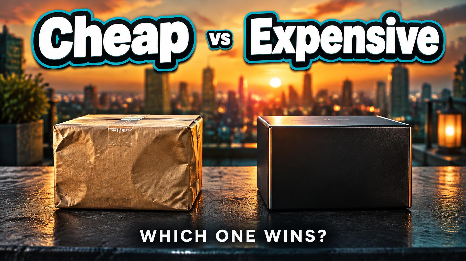 "Cheap
vs
Expensive
WHICH ONE WINS?" — Cinematic Youtube Creator | AI Text Effect Generator