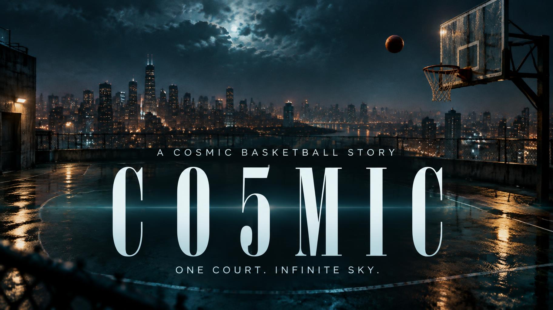 "CO5MIC
A COSMIC BASKETBALL STORY
ONE COURT. INFINITE SKY." — Cinematic Netflix | AI Text Effect Generator
