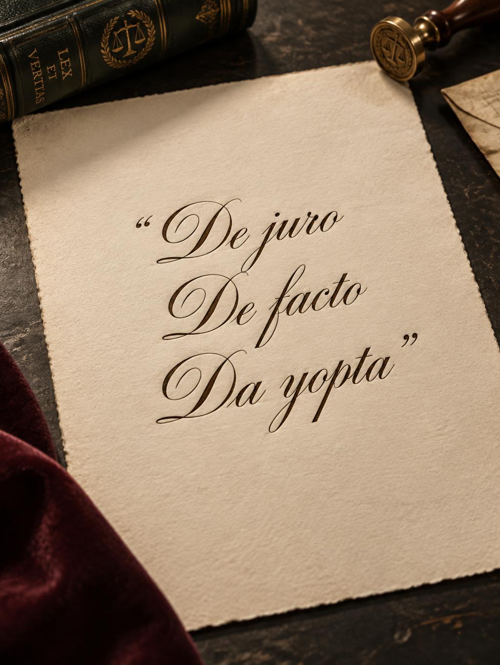 "De juro
De facto
Da yopta" —  | AI Text Effect Generator