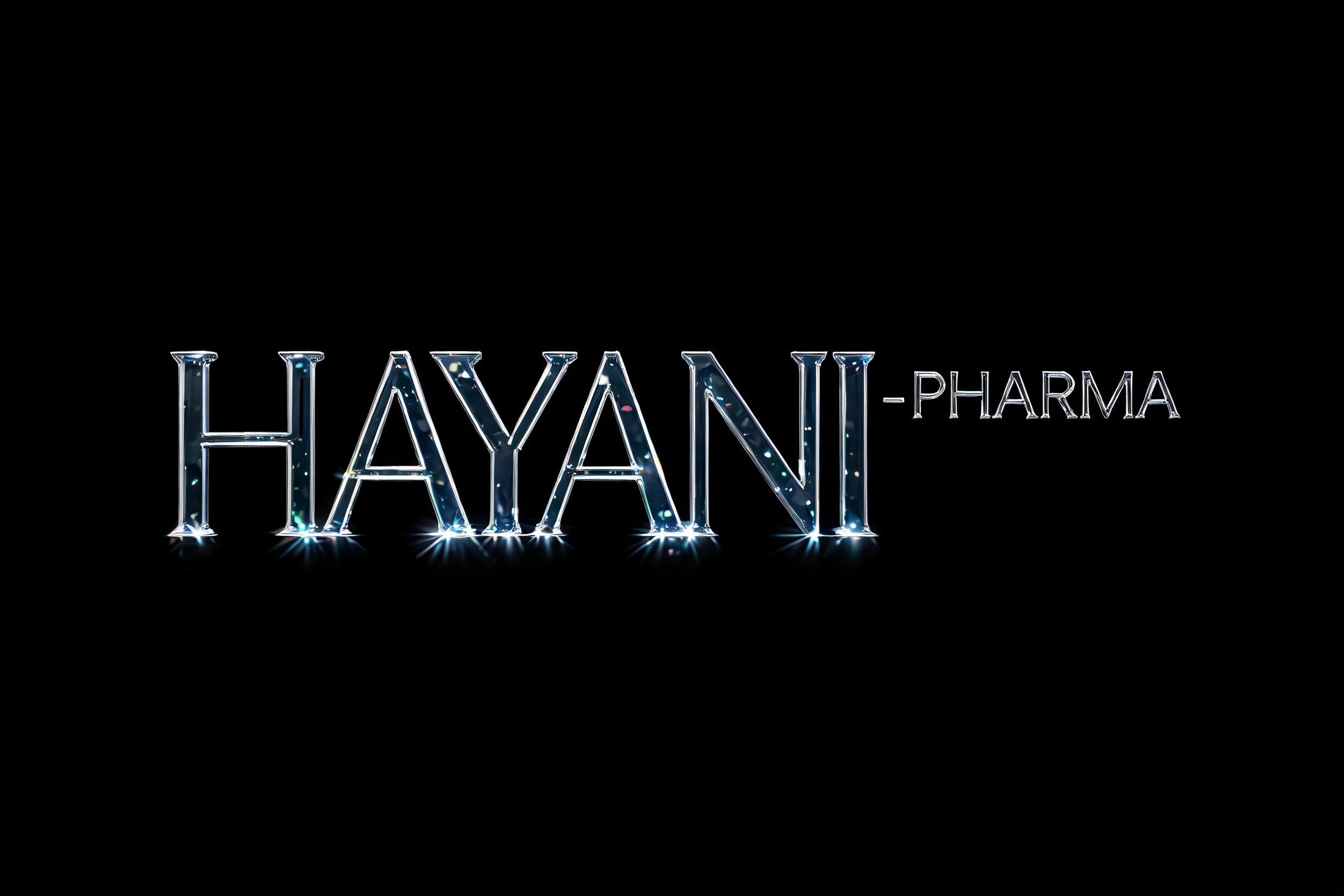 "HAYANI -PHARMA" — Glass | AI Text Effect Generator