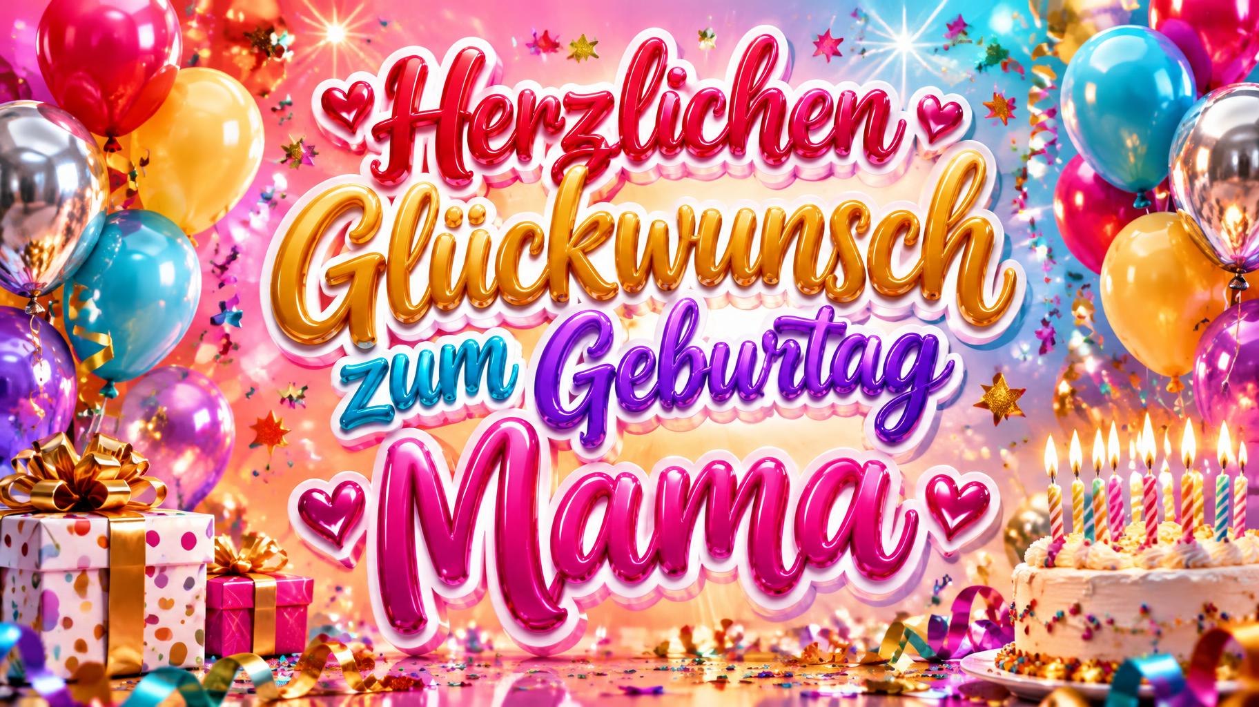 "Herzlichen Glückwunsch zum Geburtag Mama" — Birthday | AI Text Effect Generator