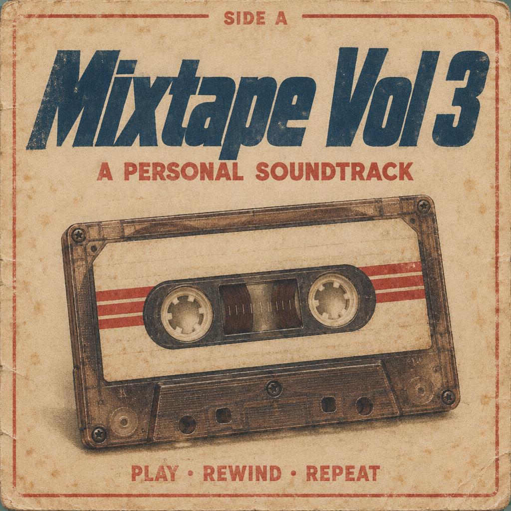 "SIDE A
Mixtape Vol 3
A PERSONAL SOUNDTRACK
PLAY · REWIND · REPEAT" — Vintage | AI Text Effect Generator