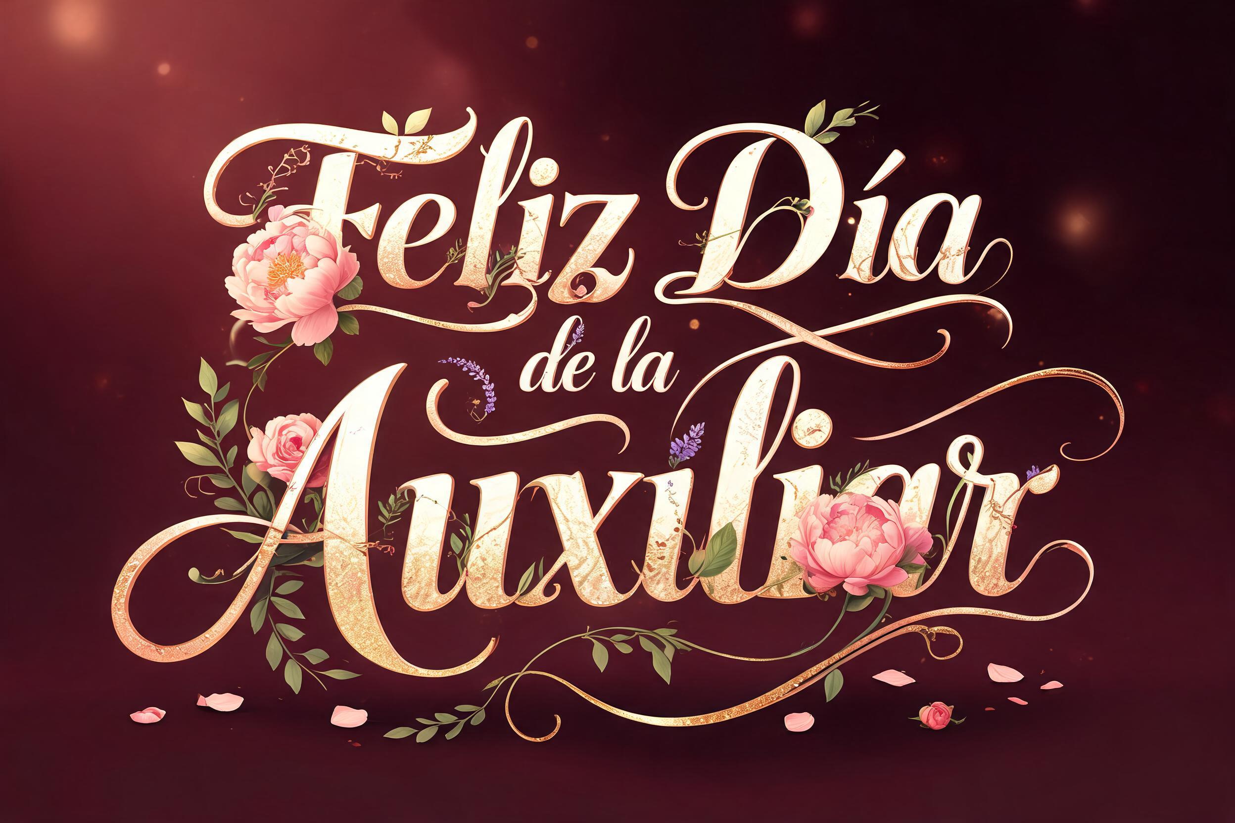 "Feliz Día de la Auxiliar" — Mothers Day text effect