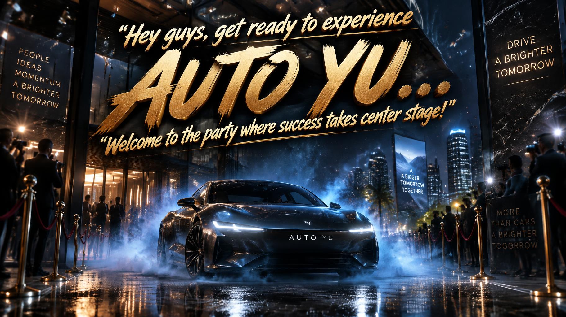 "“Hey guys, get ready to experience AUTO YU...”
“Welcome to the party where success takes center stage!”" — Cinematic | AI Text Effect Generator