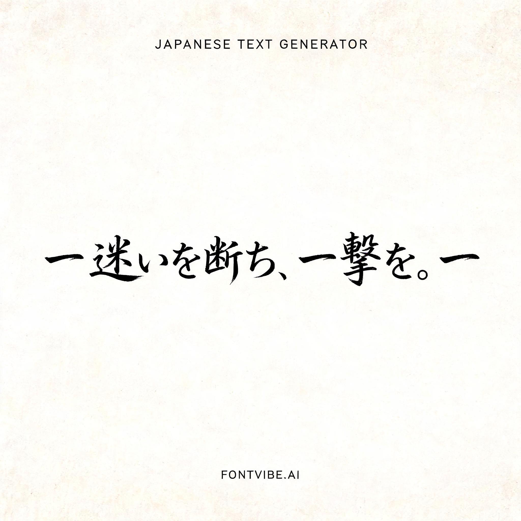 "ー 迷いを断ち、一撃を。ー" — Brush Japanese Ink | AI Text Effect Generator
