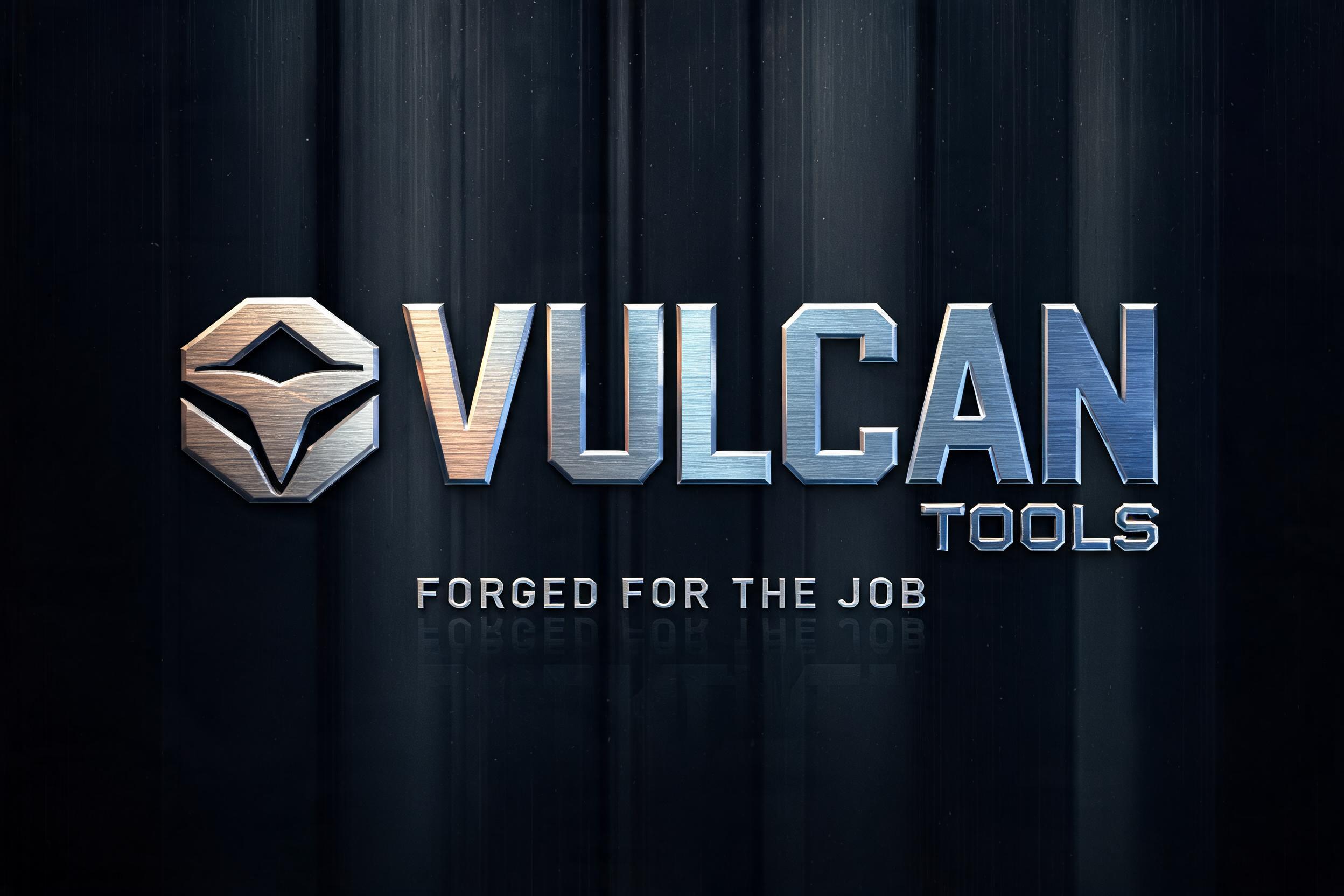 "VULCAN
TOOLS
FORGED FOR THE JOB" — Metallic | AI Text Effect Generator