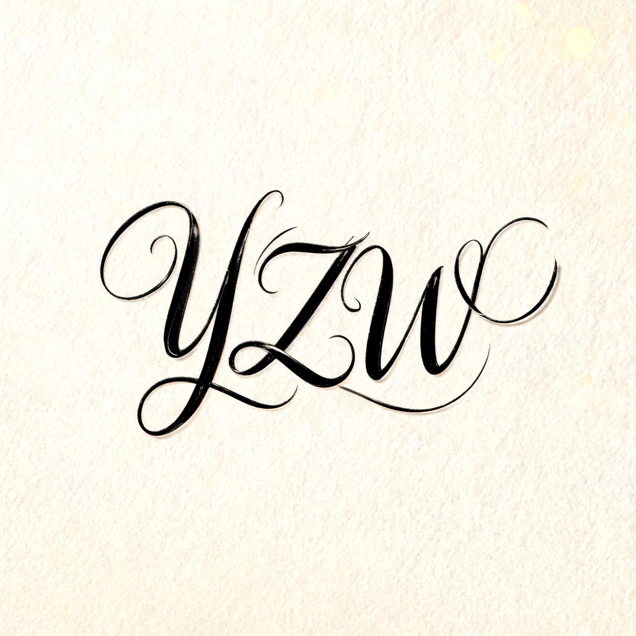 "YZW" — Cursive text effect