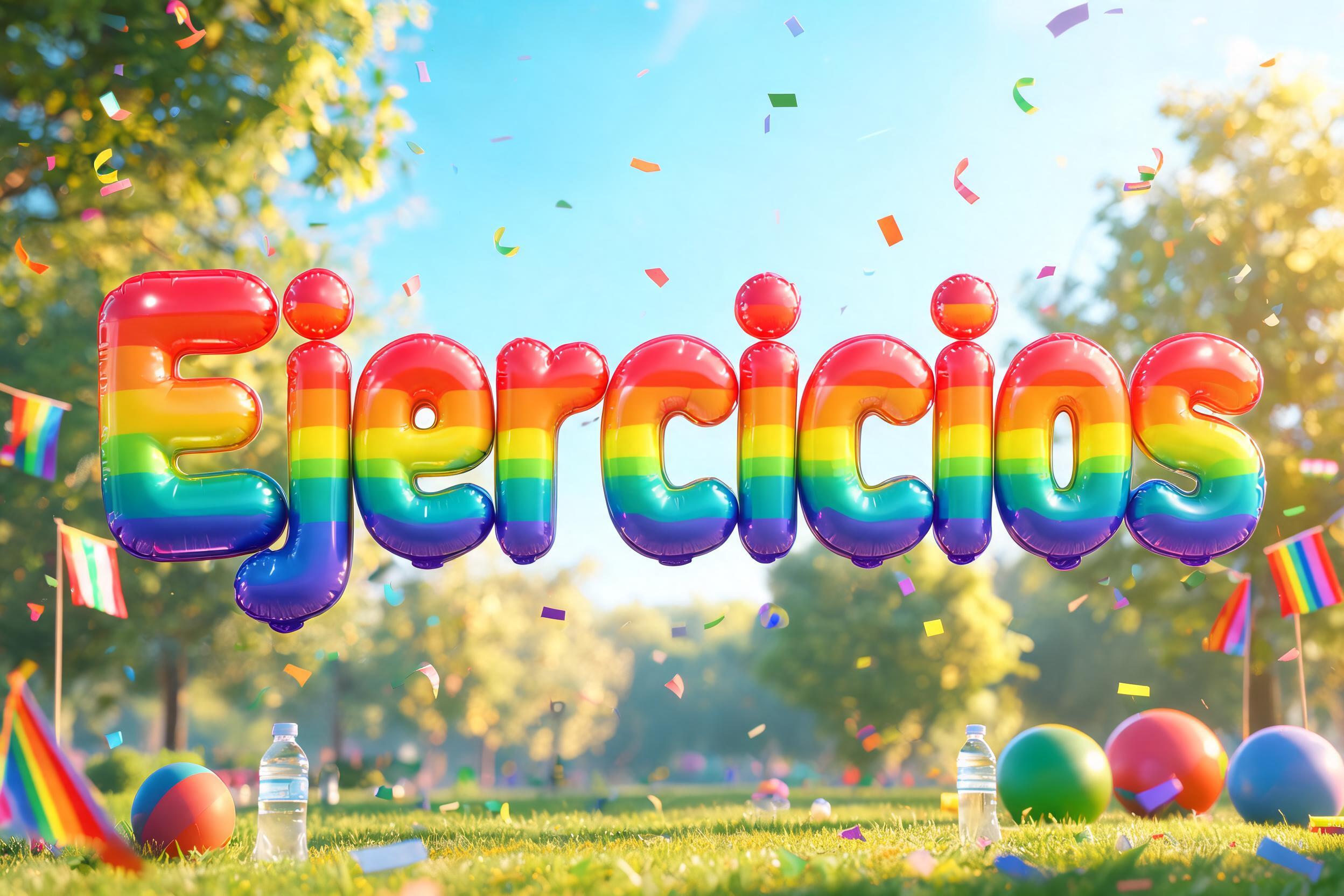 "Ejercicios " — Rainbow | AI Text Effect Generator