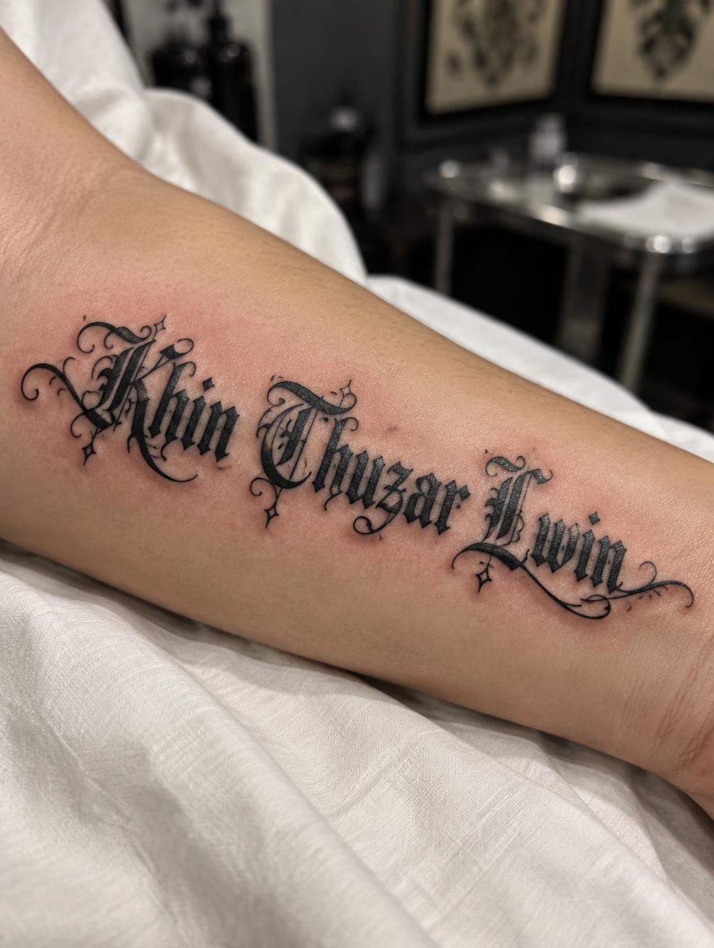 "Khin Thuzar Lwin" — Tattoo | AI Text Effect Generator