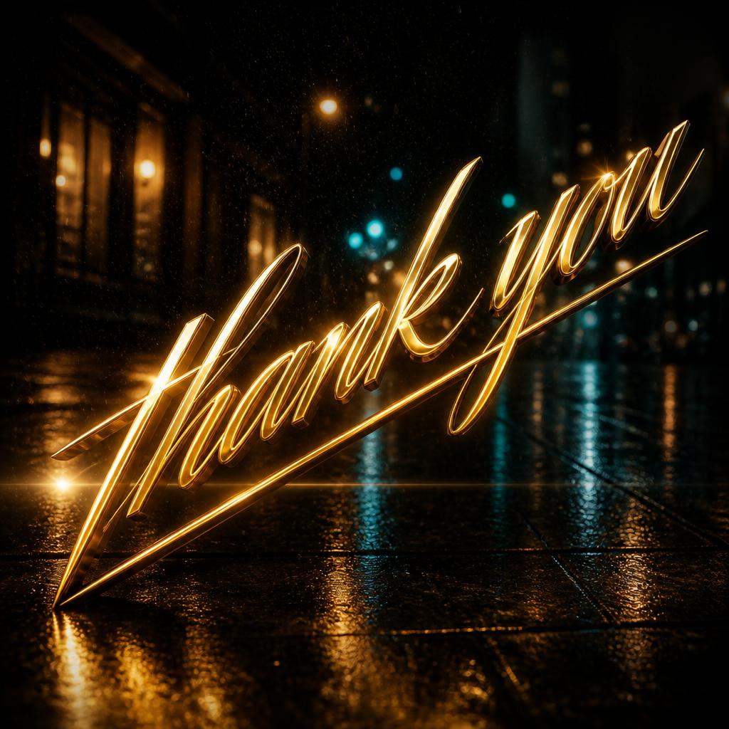 "thank you" — Cinematic | AI Text Effect Generator
