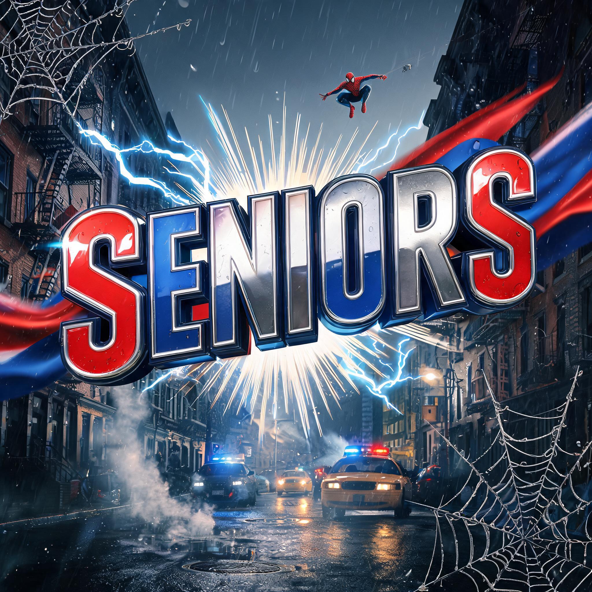 "SENIORS" — Spider Hero | AI Text Effect Generator