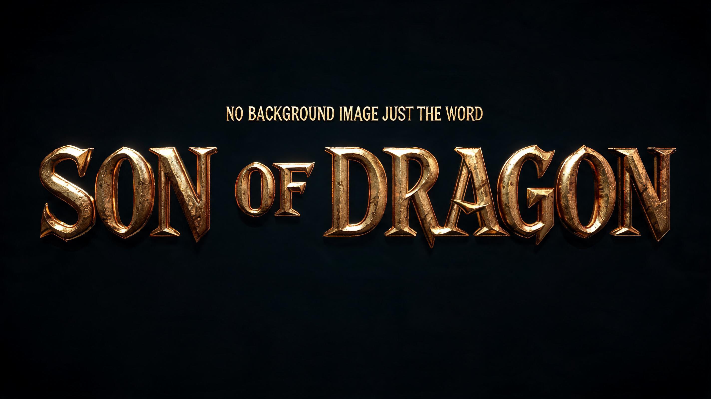 "NO BACKGROUNG IMAGE JUST THE WORD SON OF DRAGON 
" — 3d Bold Gold | AI Text Effect Generator