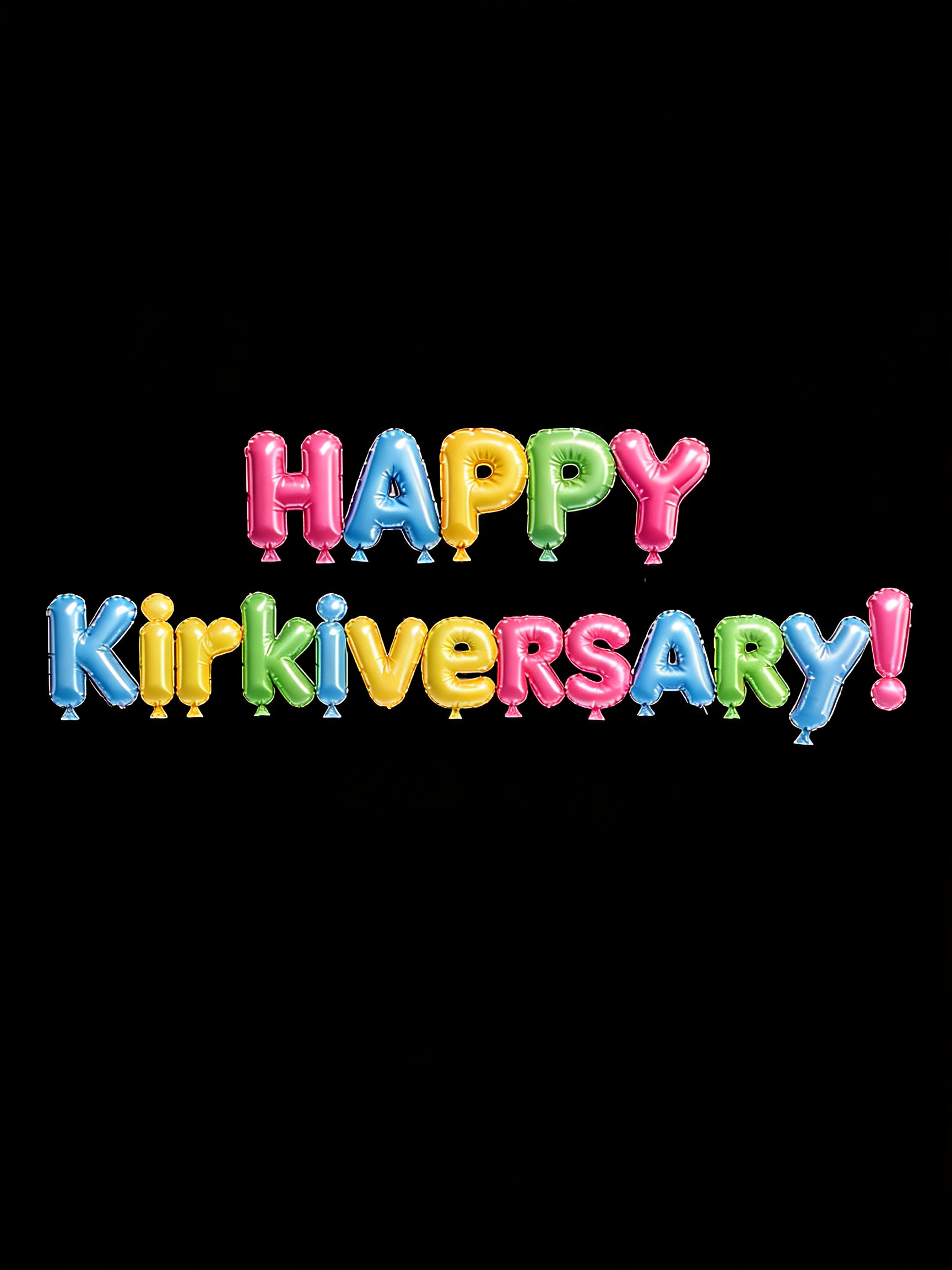 "Happy Kirkiversary!" — Y2k Bubbly | AI Text Effect Generator