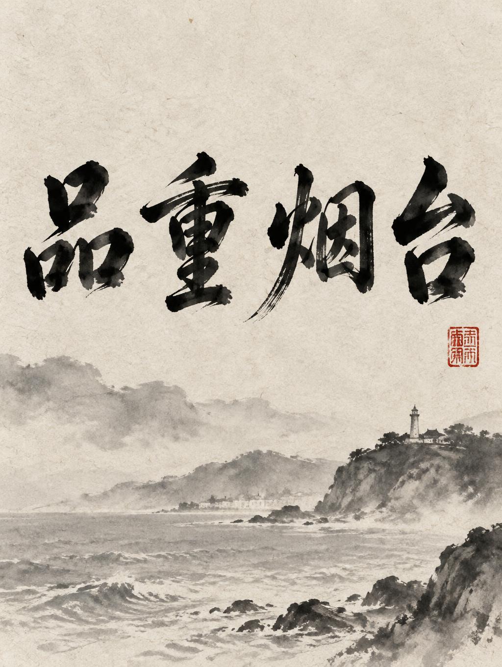 "品重烟台" — Brush Chinese Ink | AI Text Effect Generator