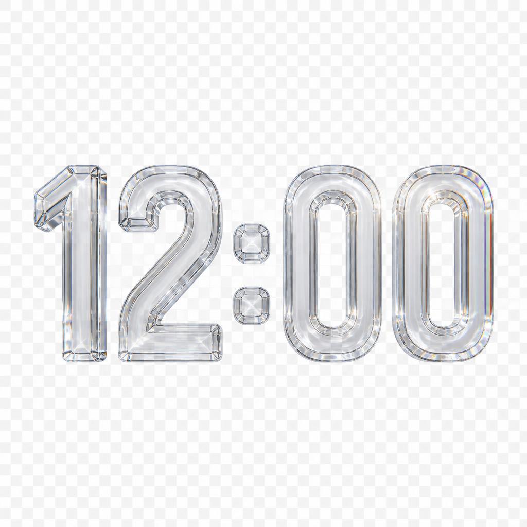 "12:00" — Glass | AI Text Effect Generator