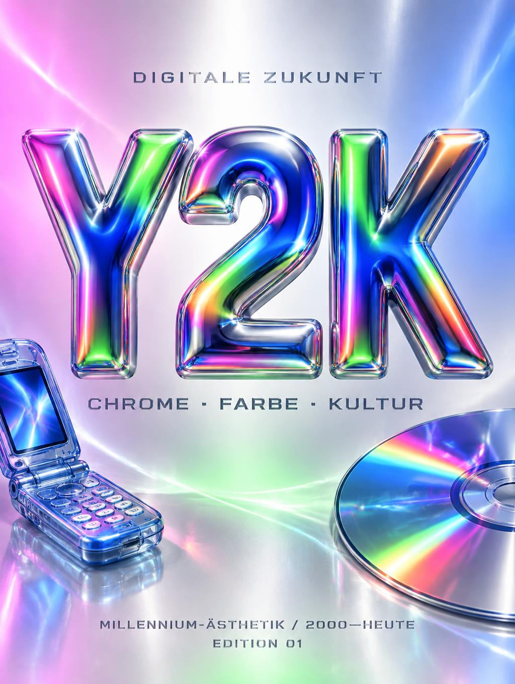 Y2K
DIGITALE ZUKUNFT
CHROME · FARBE · KULTUR
MILLENNIUM-ÄSTHETIK / 2000—HEUTE
EDITION 01