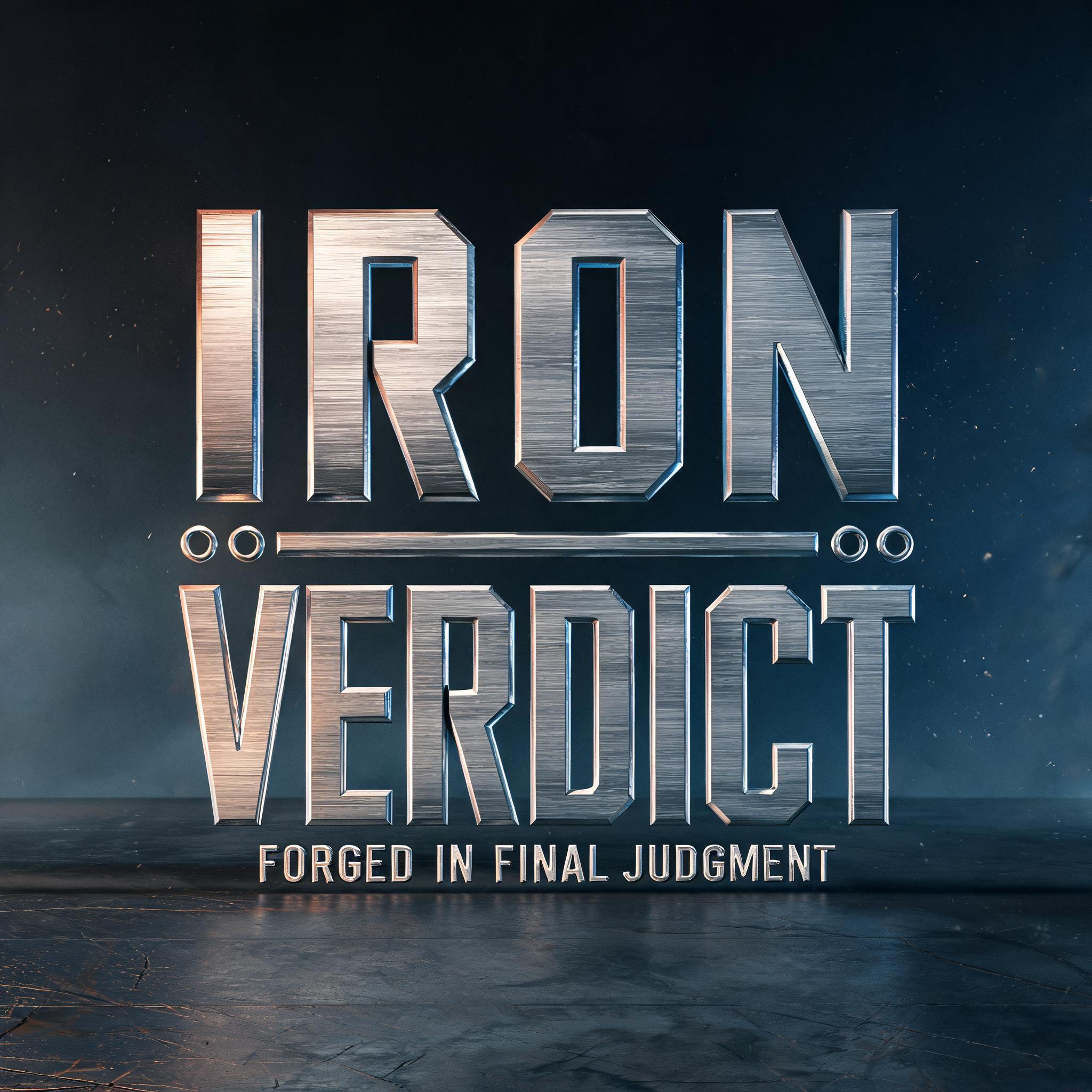 "IRON VERDICT
FORGED IN FINAL JUDGMENT" — Metallic | AI Text Effect Generator