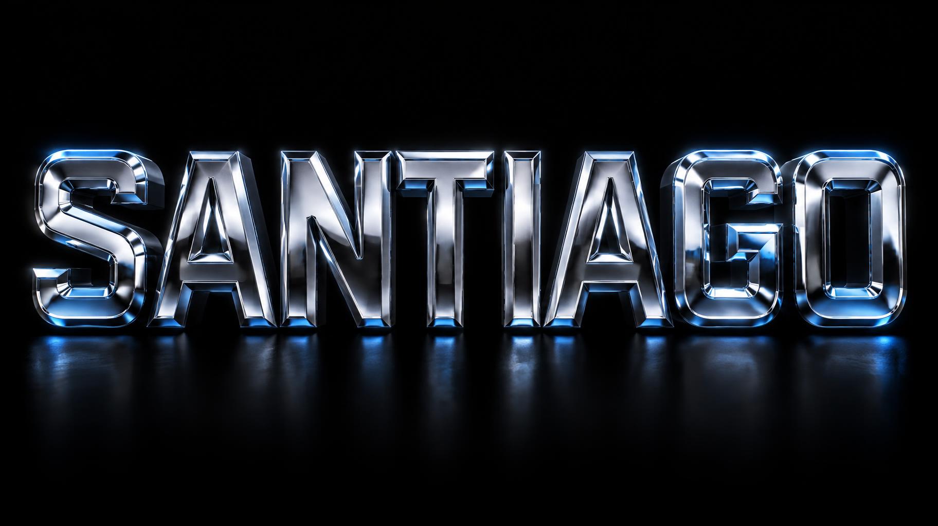 "SANTIAGO" — Chrome Metal 3d | AI Text Effect Generator