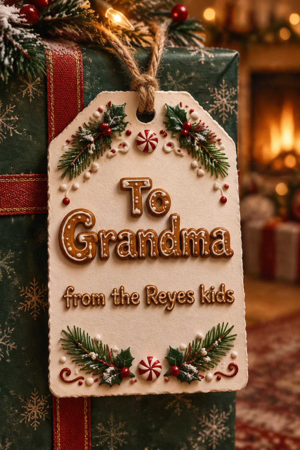 "To Grandma
from the Reyes kids" — Christmas | AI Text Effect Generator