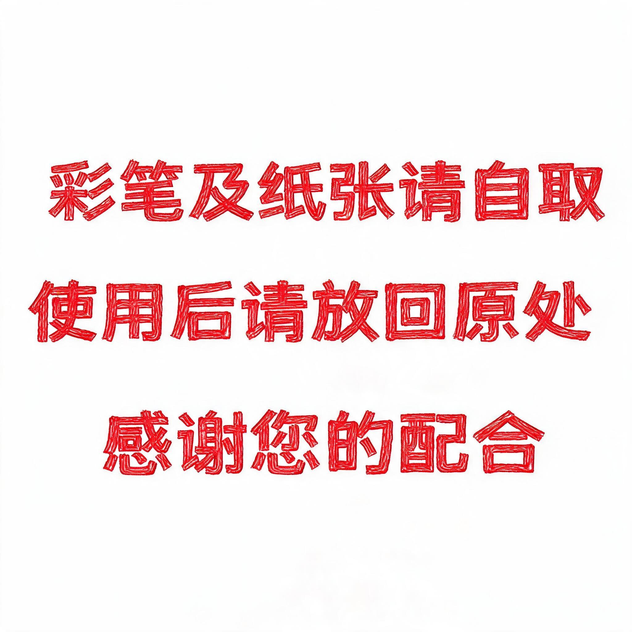 "彩笔及纸张请自取
使用后请放回原处
感谢您的配合" — Vintage | AI Text Effect Generator