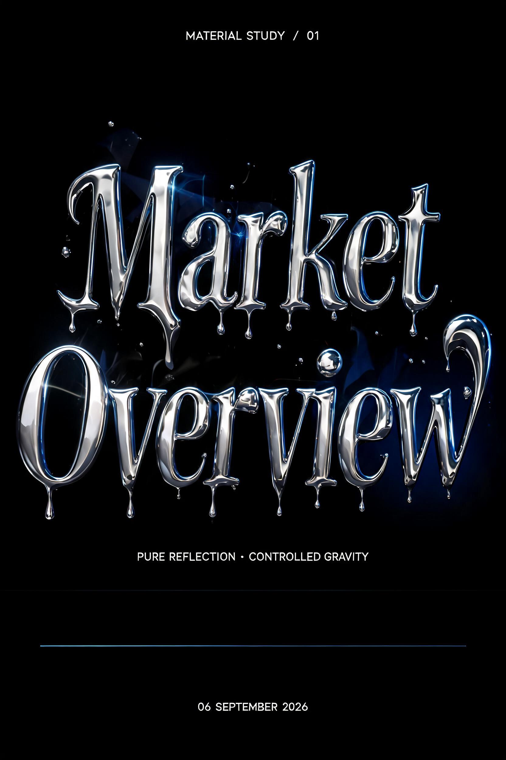 "Market Overview" — Chrome Metal 3d | AI Text Effect Generator