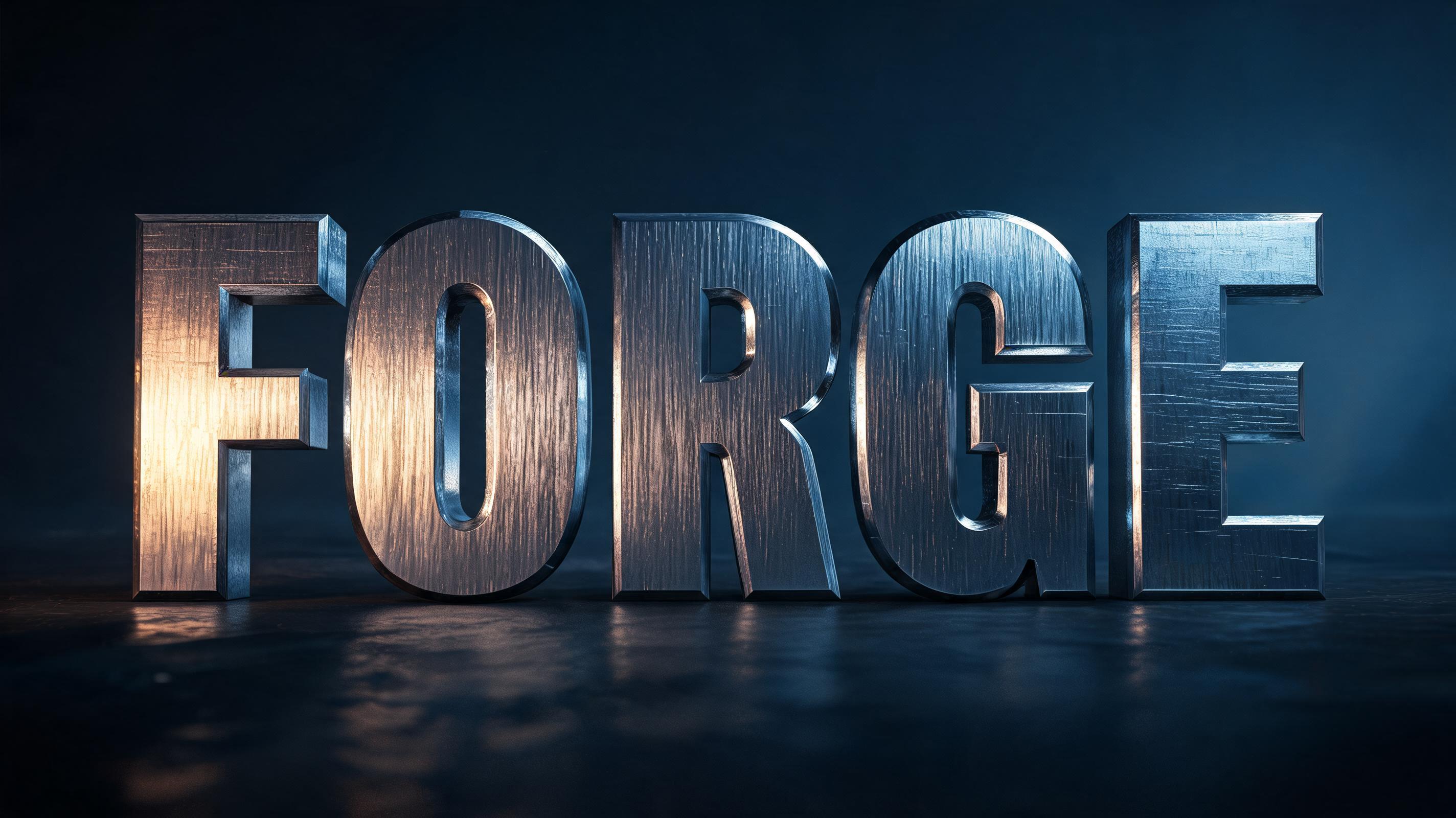"FORGE" — Metallic | AI Text Effect Generator