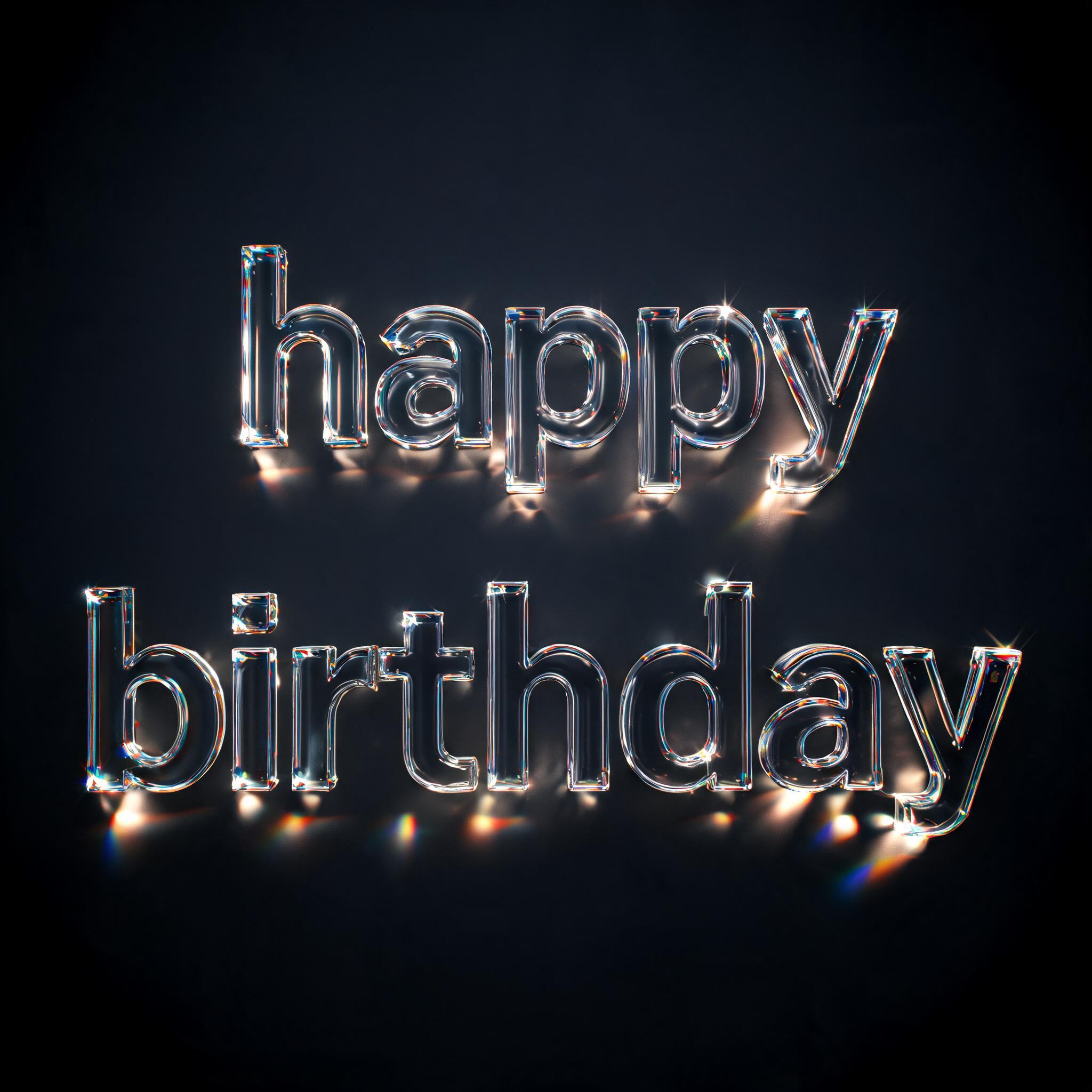 "happy birthday" — Glass | AI Text Effect Generator